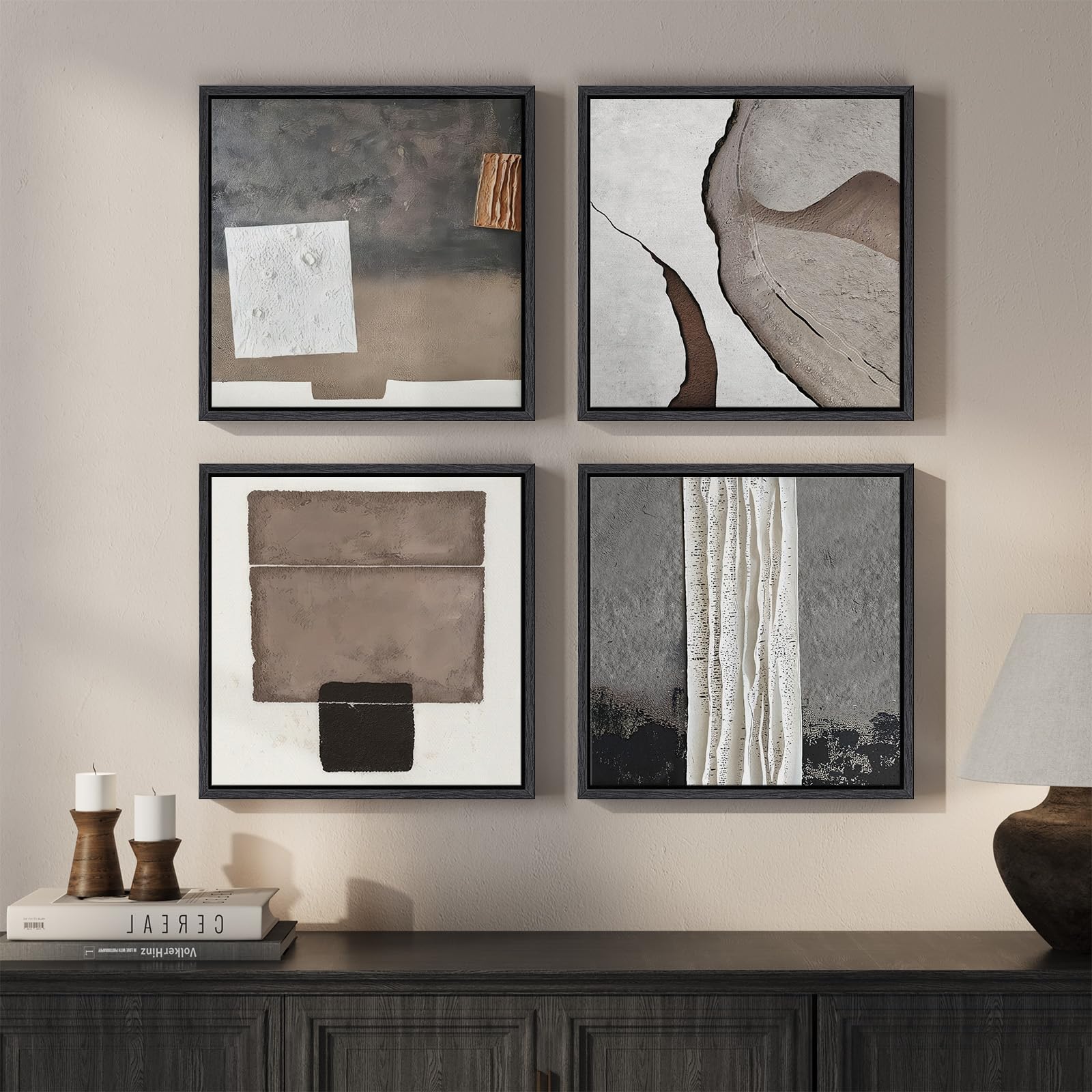 Photo 1 of Cuspin Framed Abstract Wall Art Set (4 Pieces, 12x12 Inch)