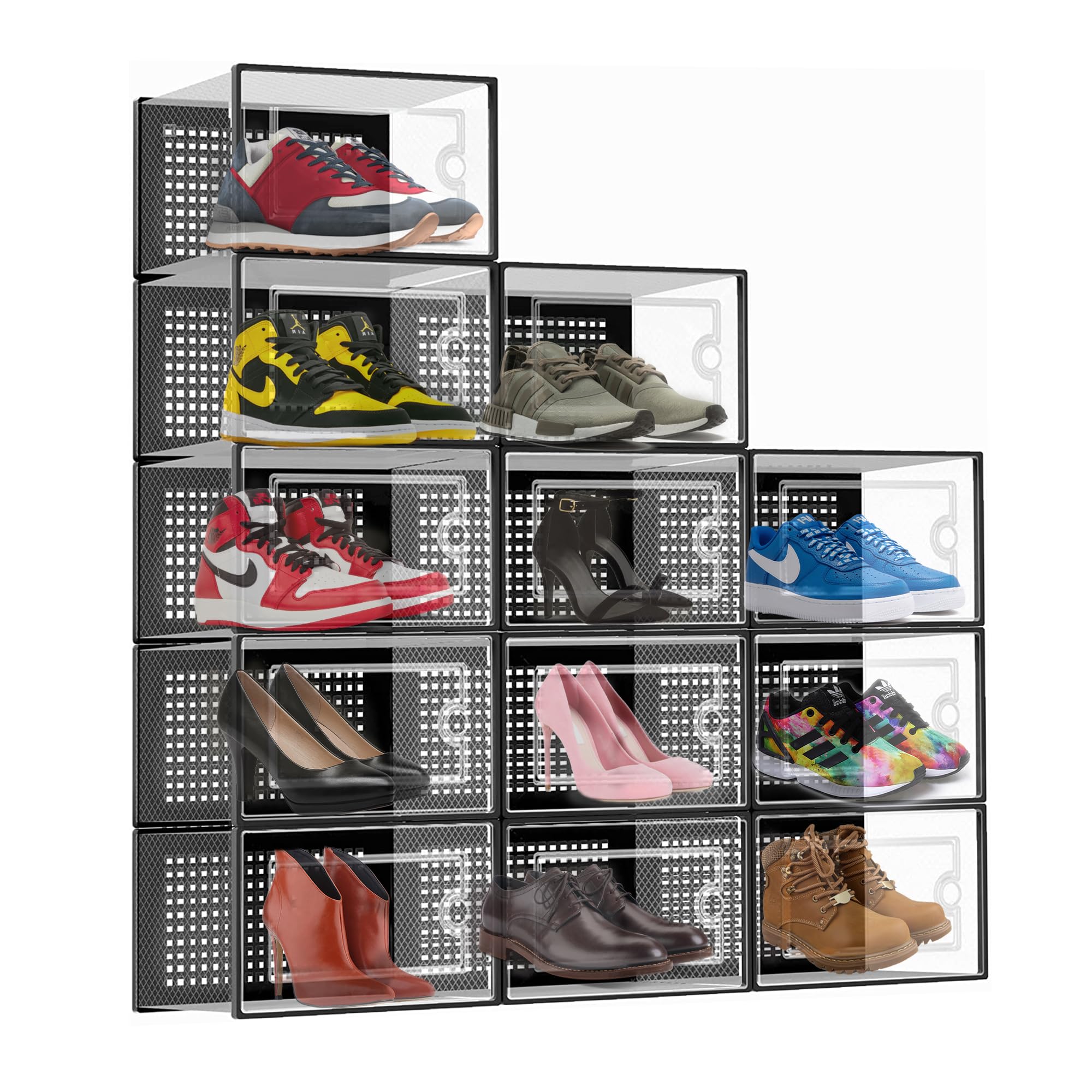 Buy GOSTORE Ultimate Shoe Storage Boxes Set of 12 Stackable Clamshell