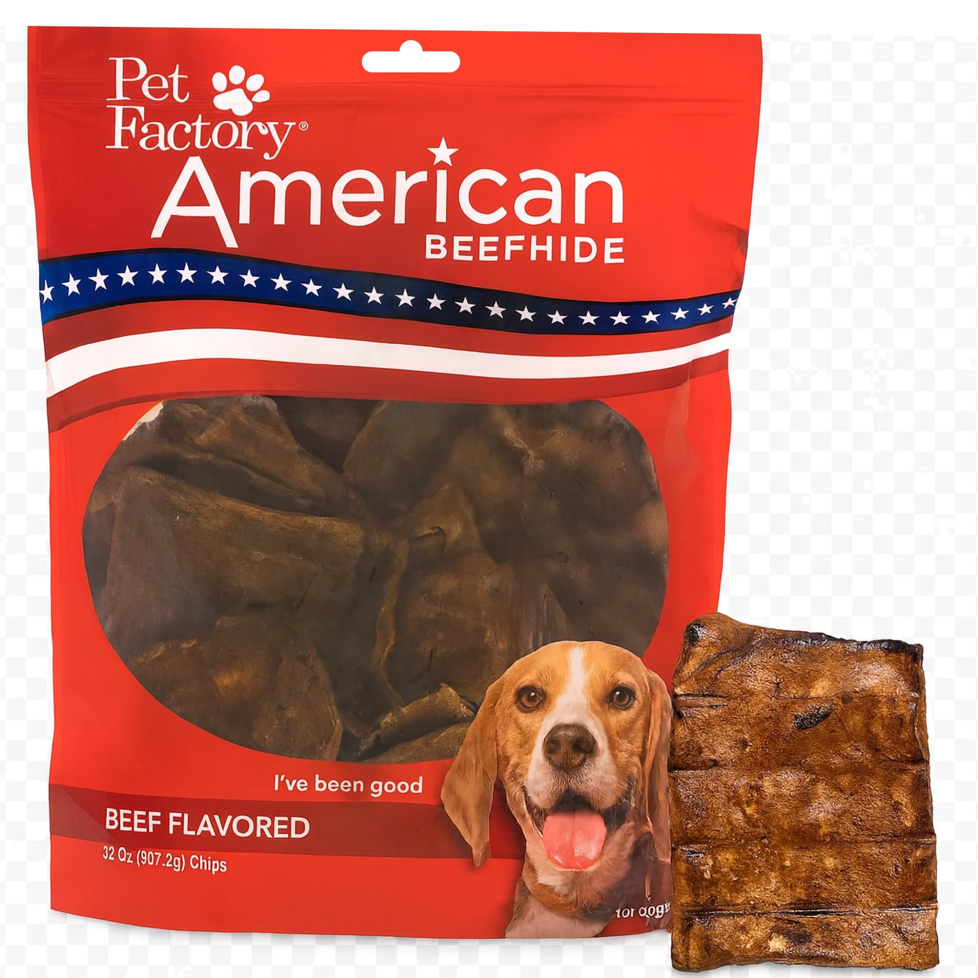 Pet Factory American Beefhide Chips - Golosinas masticables para Perros, Sabor a Carne, 32 onzas