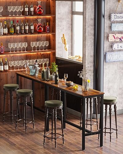 Miniatura 2 de Teraves Mesa de bar, mesa de bar con altura de barra, mesa de altura de mostrador con marco de metal resistente, mesa rectangular alta para cocina y