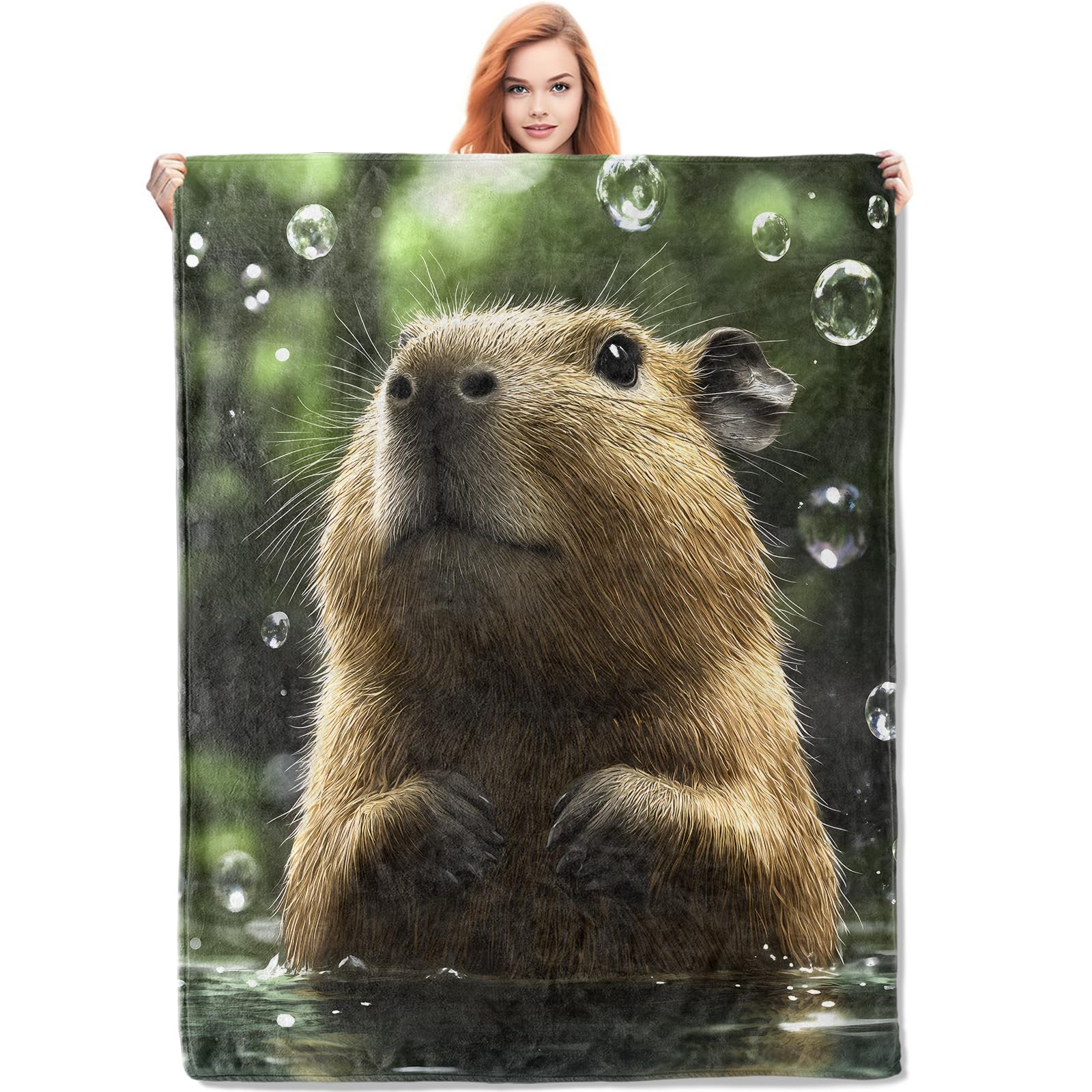 VANZEV Cute Capybara Blanket Gifts for Women, Capybara Flannel Blanket, Soft Warm Lightweight Throw Blankets for Bed Couch Home Travel Capybara Decor