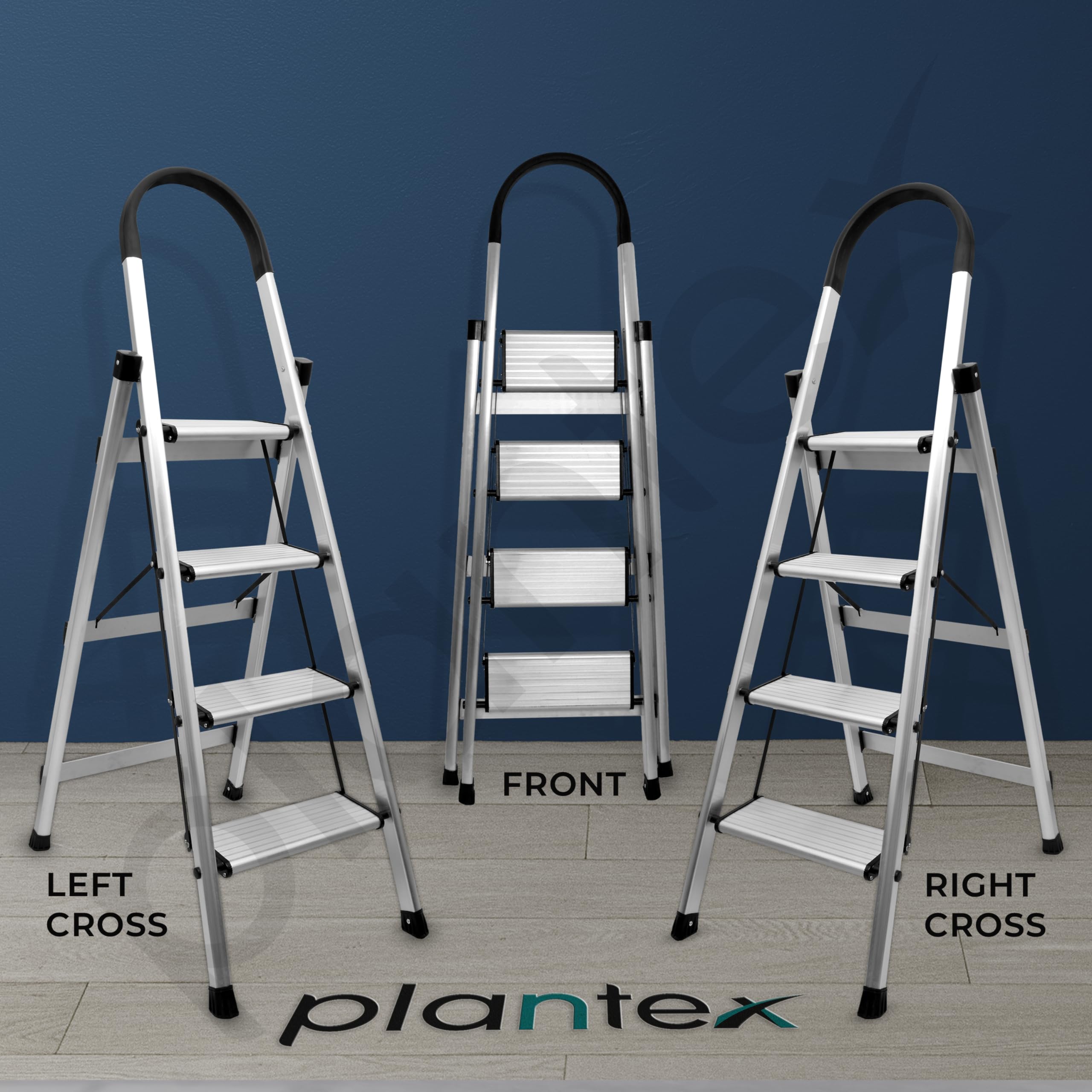 Plantex Surestep 3 Step Aluminum Ladder for Home Use/Wide Anti-Slip Steps/Foldable Ladder with Anti Skid PVC Shoes, 3 Steps Kitchen Stool (Anodize-Silver) 4