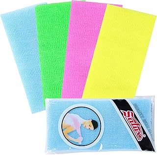 Gukasxi 4 Pieces Exfoliating Washcloth Towel,11x35.5 inches Dual-Sided Exfoliating Nylon Bath Towel Beauty Skin Magic Shower Washcloth For Body Beauty Washcloth Loofah Exfoliating Body Scrub Back