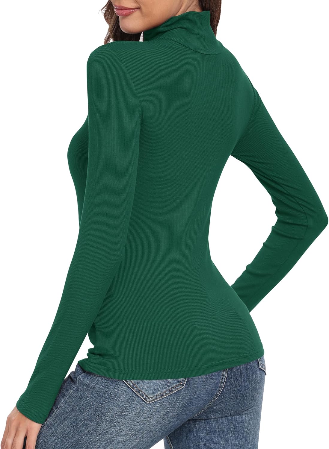GEMBERA Womens Long Sleeve Turtle Neck Basic Slim Fitted Ribbed Knit Tops Thermal Shirts - Image 3