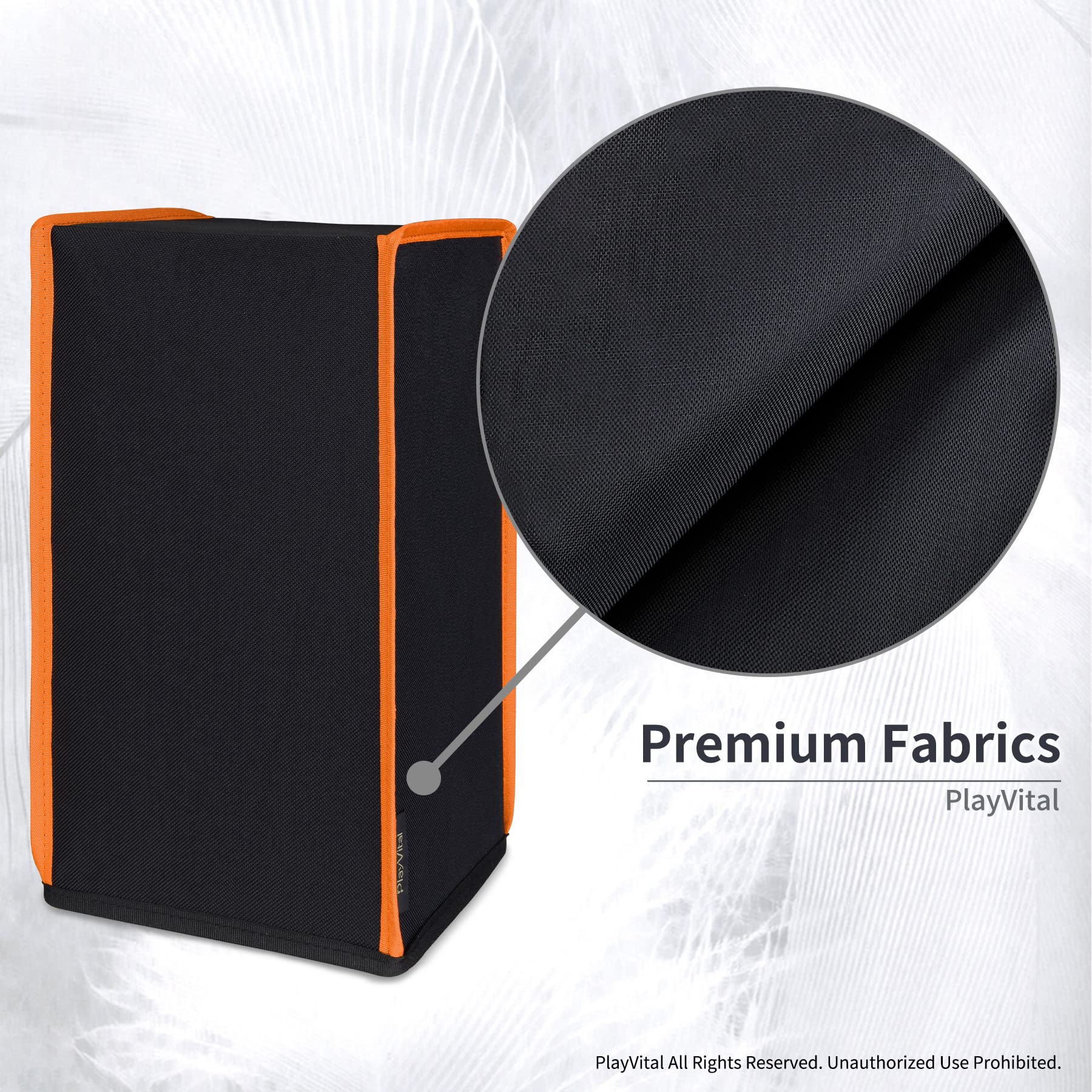 PlayVital Cover Copertura Antipolvere per Xbox Series X Console,Coperchio in Nylon Verticale Protettivo Impermeabile per Xbox Series X Console-Nero Arancione - 3