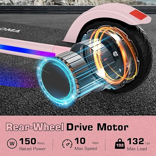 Miniatura 77 de Caroma Patinete eléctrico para niños de 6 a 14 años, motor de 250 W/180 W/150 W y 15 mph, tiempo de conducción de 85 minutos, altura y velocidad