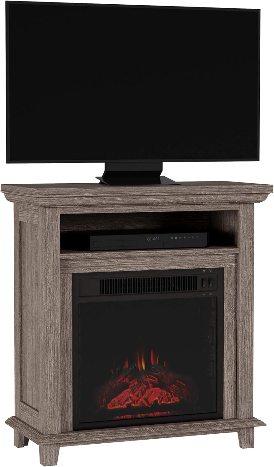 Northwest 27-Inch Electric Fireplace TV Stand - Fireplace Mantel TV Console Entertainment Center with Shelf - 1400W Electric Fireplace with Mantel Heats Rooms up to 400 SQ FT (Gray)