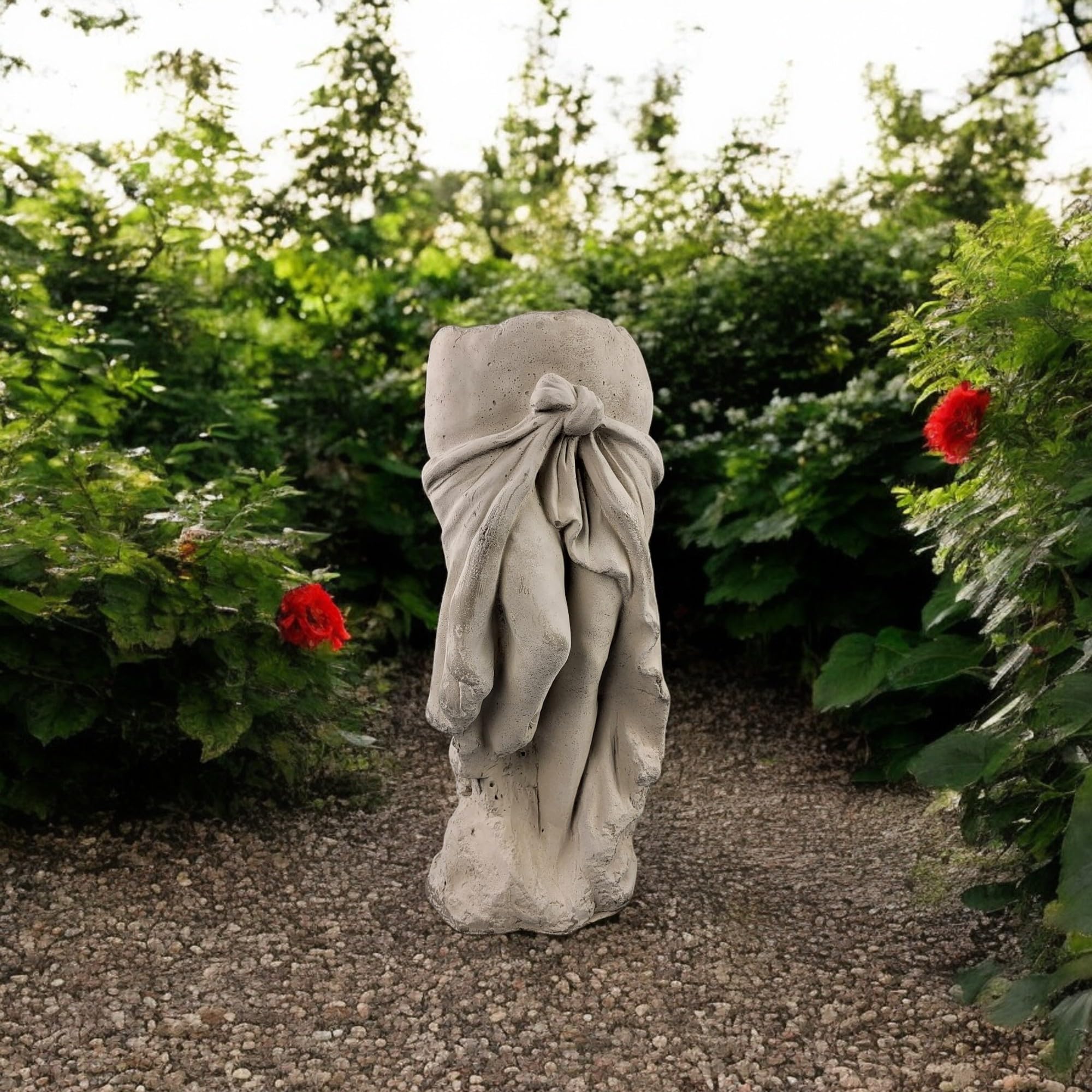 GMMH Ciężka figurka ogrodowa, statuetka ogrodowa z doniczką, poidło dla ptaków, rzymska rzeźba kamienna, popiersie kamienne, figura dekoracyjna, grecka statuetka z odlewu kamiennego, do użytku na