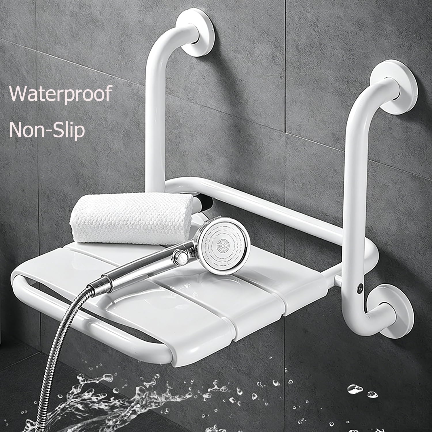 Asiento de Ducha Plegable,Silla de Ducha Antideslizante | Taburete de Baño Montada en la Pared,Banco de Ducha para Ancianos/Discapacitados,Ahorro de Espacio,Acero,Soporta 150 kg