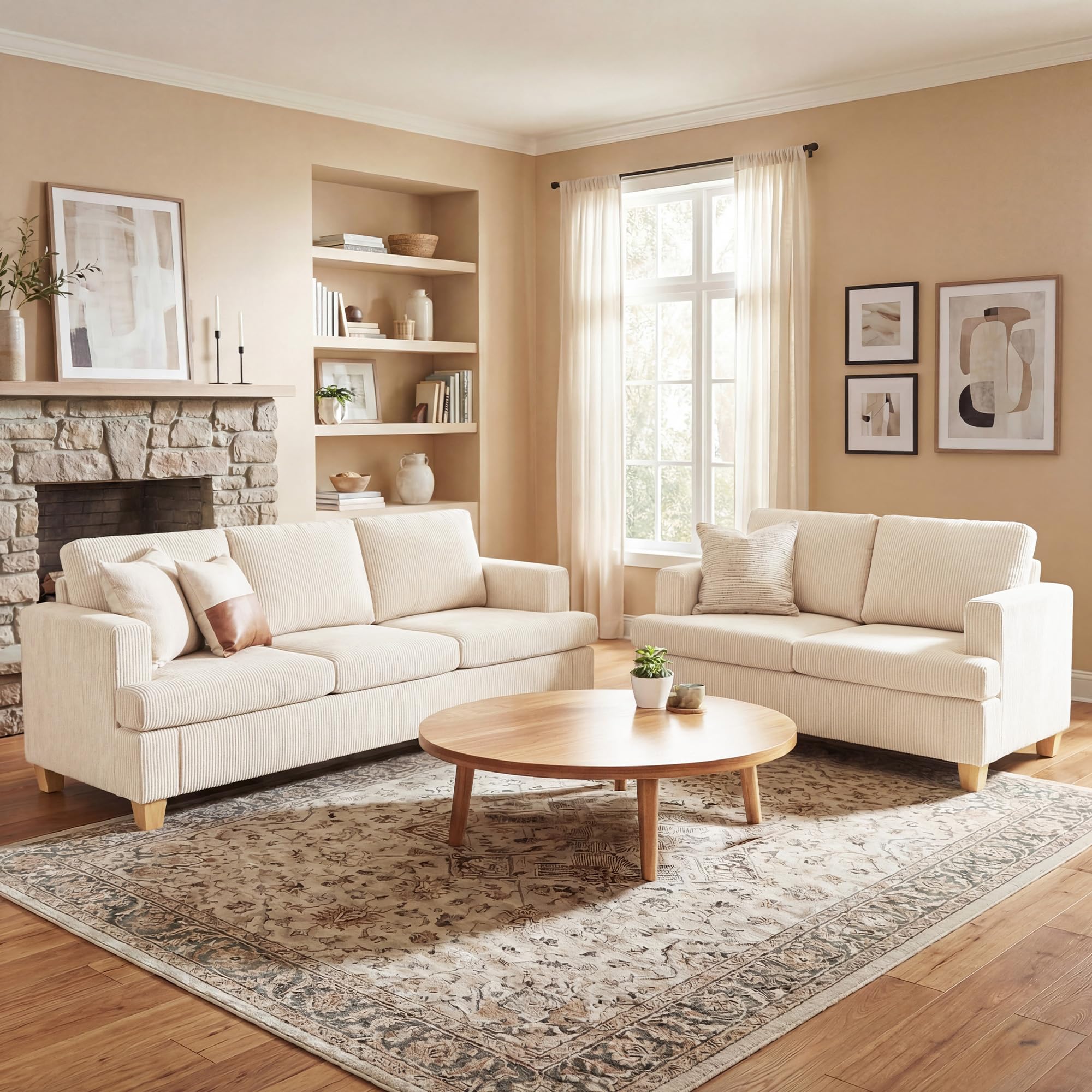 Fiona's Magic 2 Pieces Corduroy Couch Set
