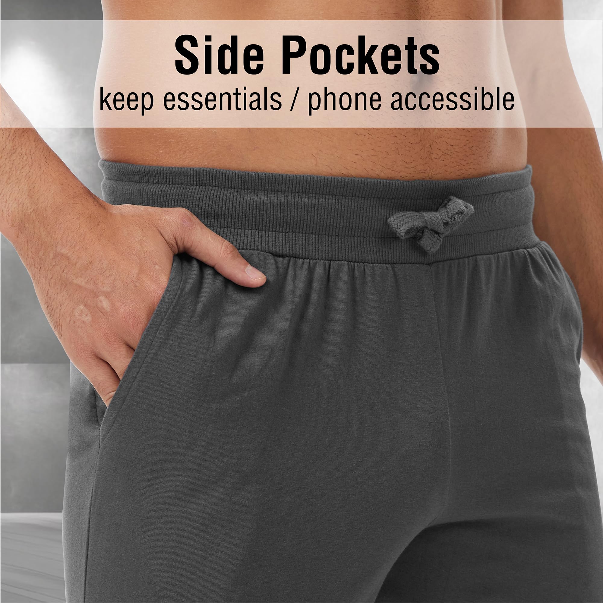 The Essentials Wardrobe Pantaloni da salotto da uomo, confezione da 2 pezzi, 100% jersey di cotone, morbidi e traspiranti, con polsini elasticizzati a costine, coulisse, tasche laterali, pigiama