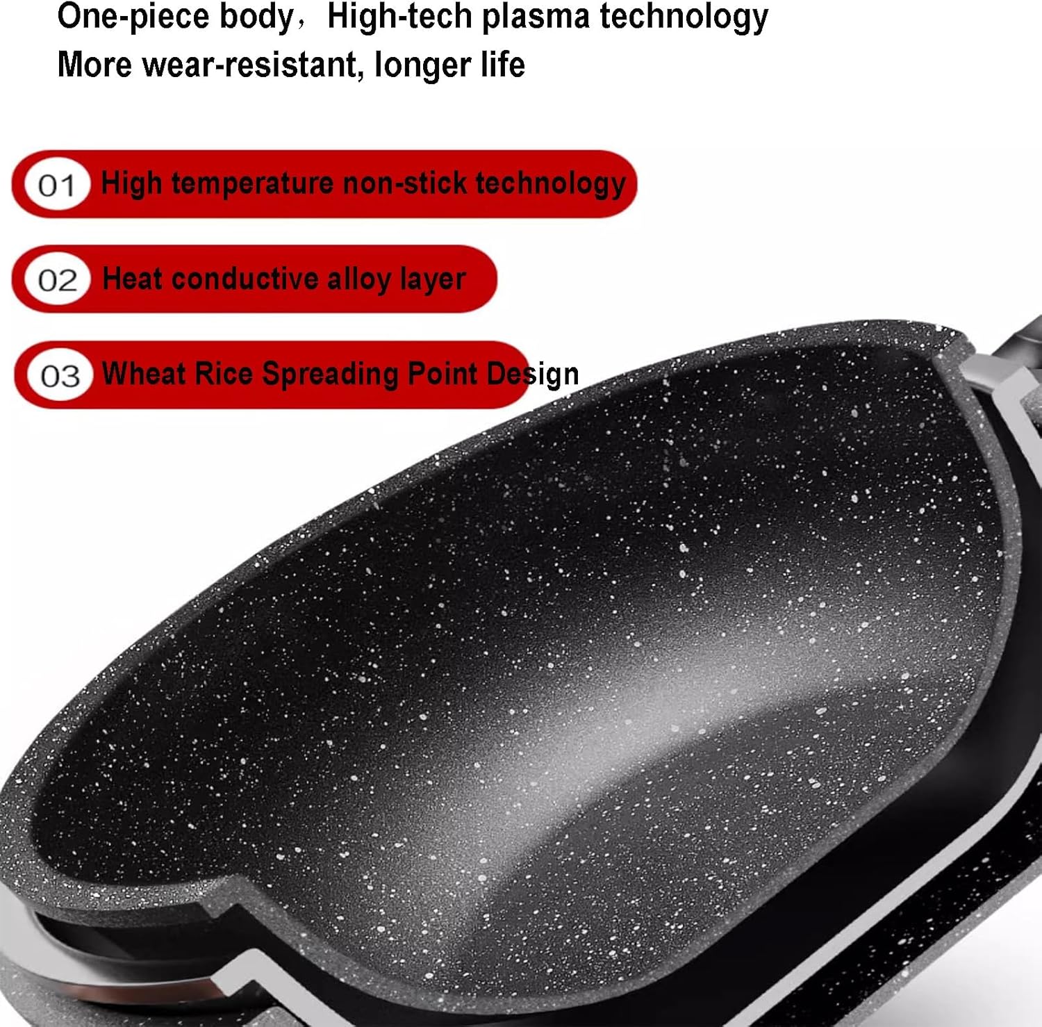 丸底中華鍋、平らな鉄鍋家庭用フライパン、卵オムレツステーキパン、蓋とハンドル付きキッチンレストランホテル用 (Color : Bla