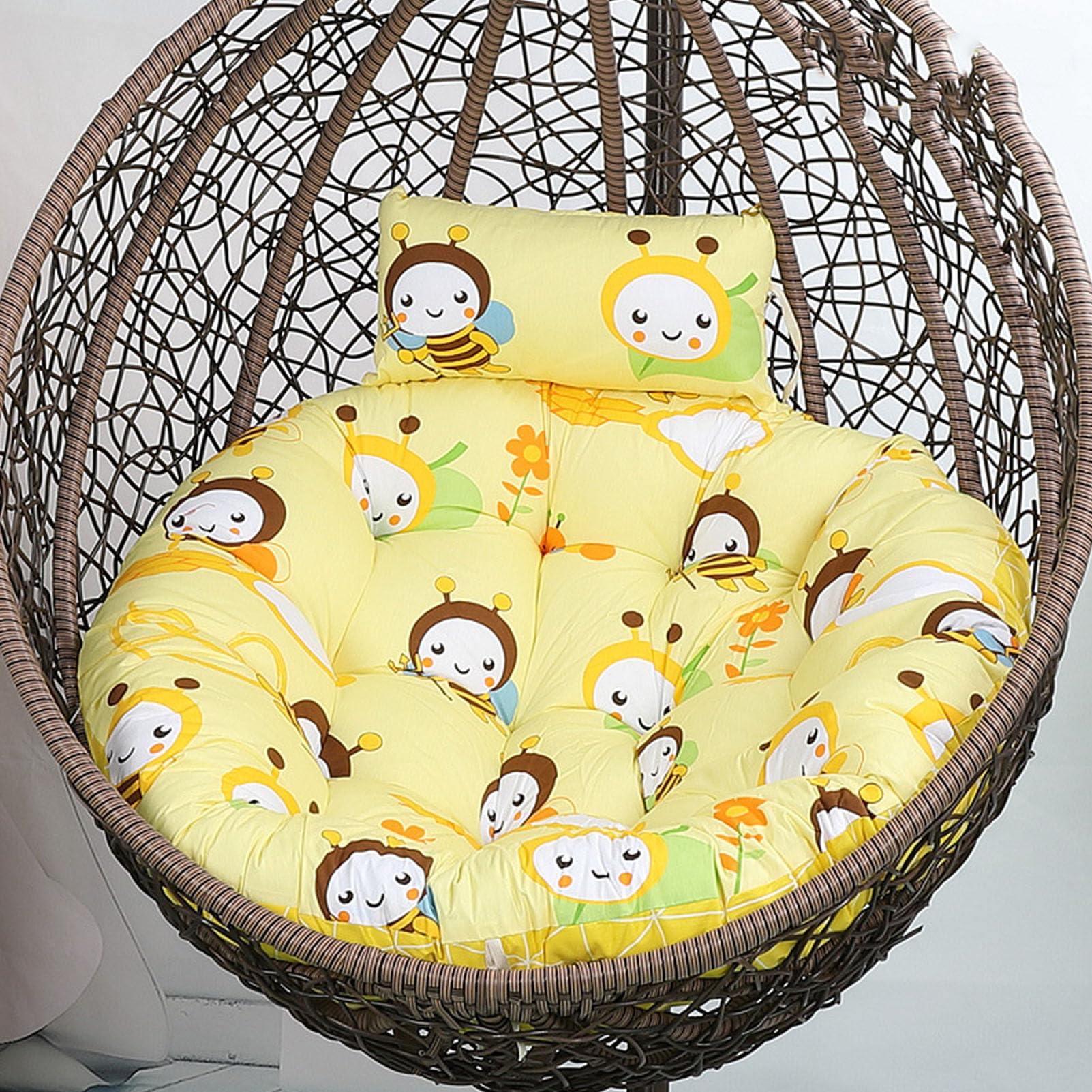 Swing Cushion for Hanging Egg Chair, Wicker Rattan Hammock Chair Pad Replacement Cushion Egg Chair Cushion with Removable Invisible Zipper for Indoor Outdoor Bedroom Patio Garden(Size:Diameter 120cm,C