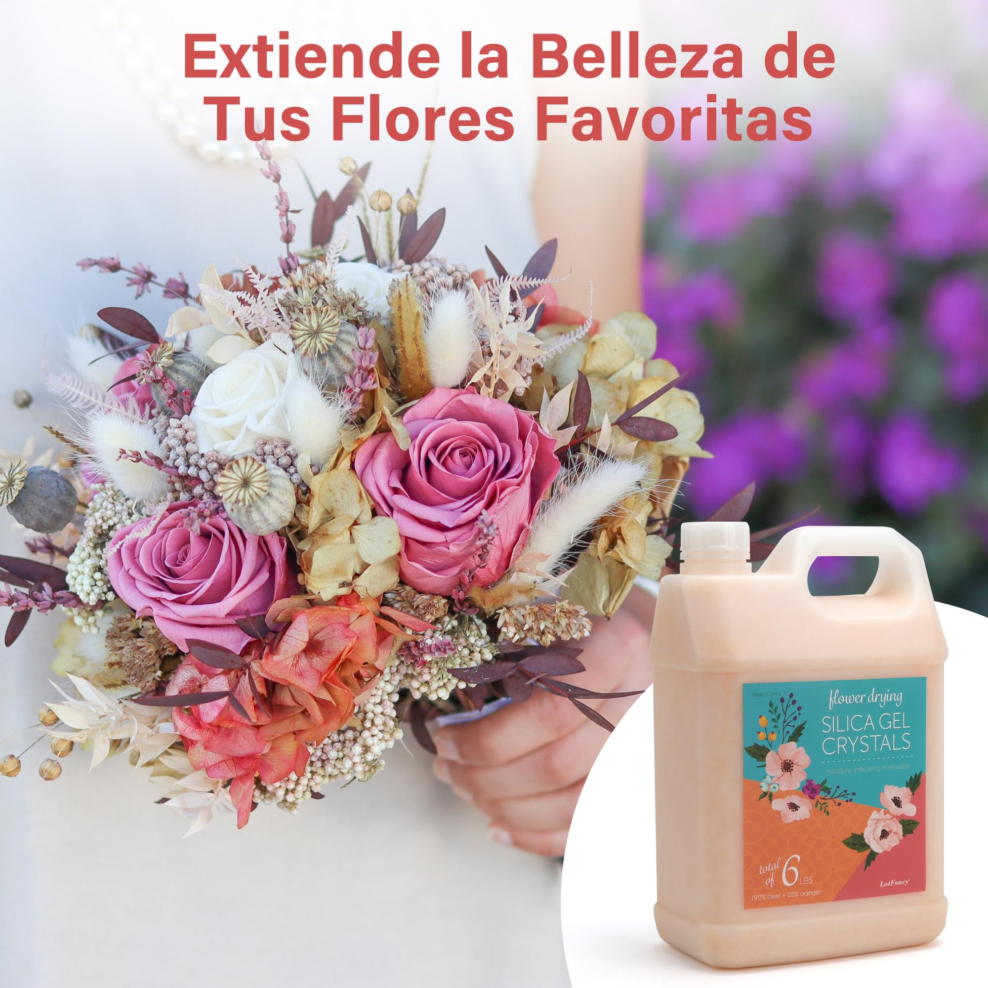 LotFancy Gel de Sílice para Secar Flores, Cristales de Sílice que Indican el Color de 6 Libras (2.72KG) para Almacenamiento de Ramos de Boda