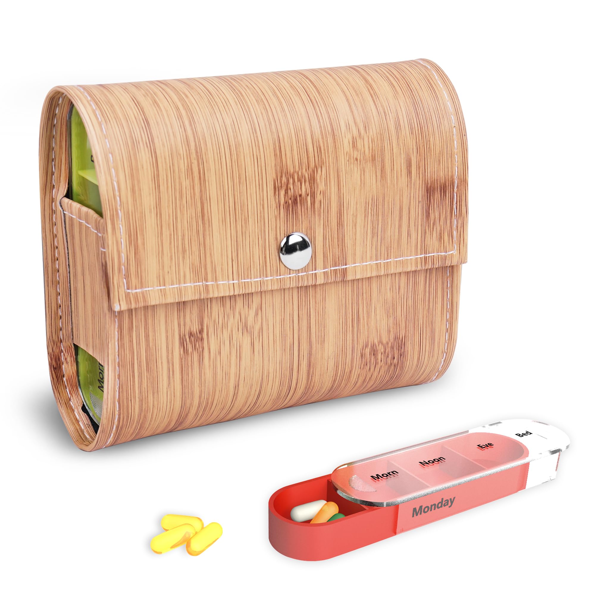 Pill Organizer,LIZIMANDU Weekly Travel Pill Case Box Medication Reminder Daily AM PM, Day Night 7 Compartments,for 4 Times A Day, 7 Days a