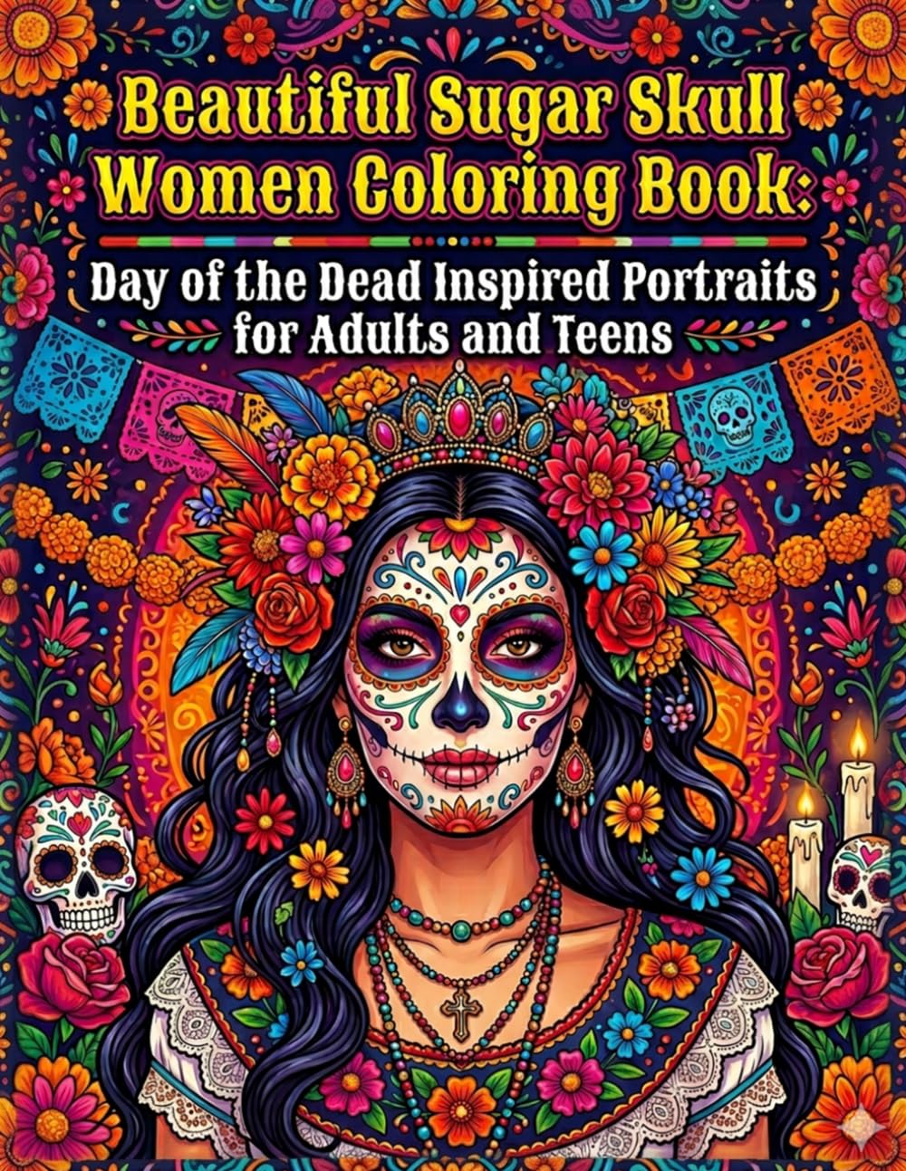Beautiful Sugar Skull Women Coloring Book: Day of the Dead Inspired Portraits for Adults and Teens: Celebrate Beauty, Culture, and Creativity with ... Inspired Women and Intricate Floral Designs