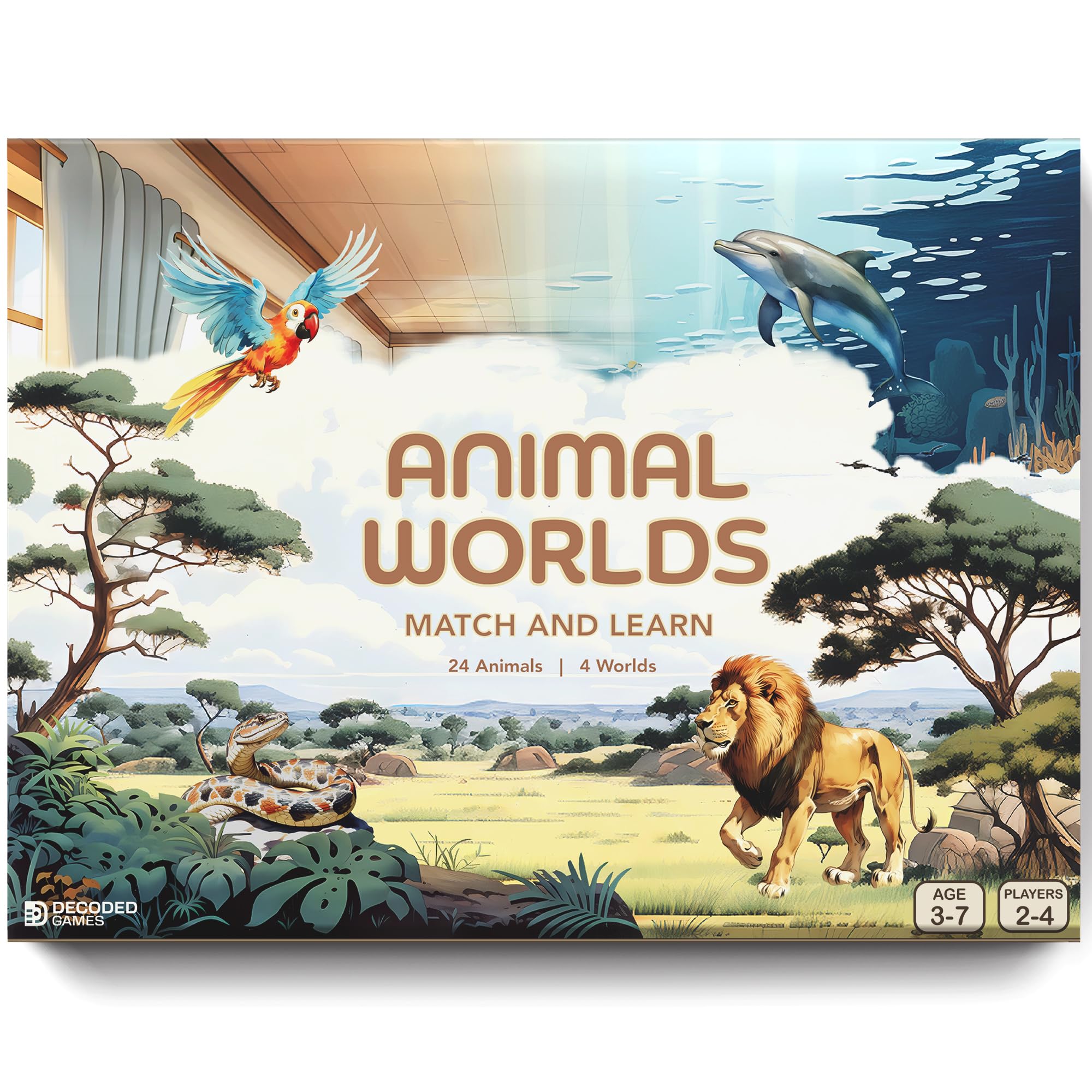 Animal Worlds - The Matching Game for Toddlers Ages 3-5 - Memory Game for 3 Year Olds, Family and Toddler Board Games for Kids