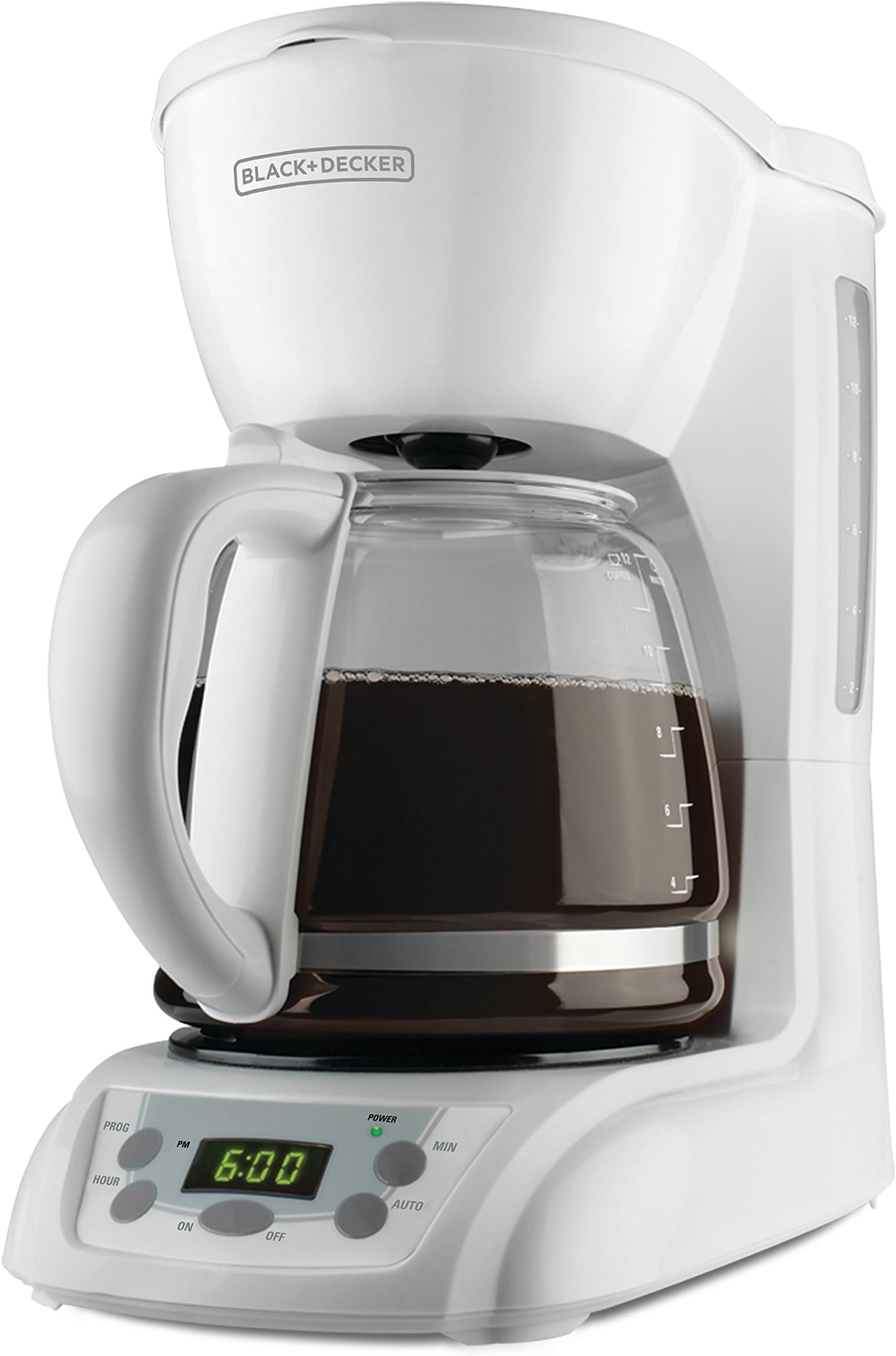 BLACK+DECKER 12-Cup Programmable Coffeemaker with Glass Carafe, White, DLX1050W
