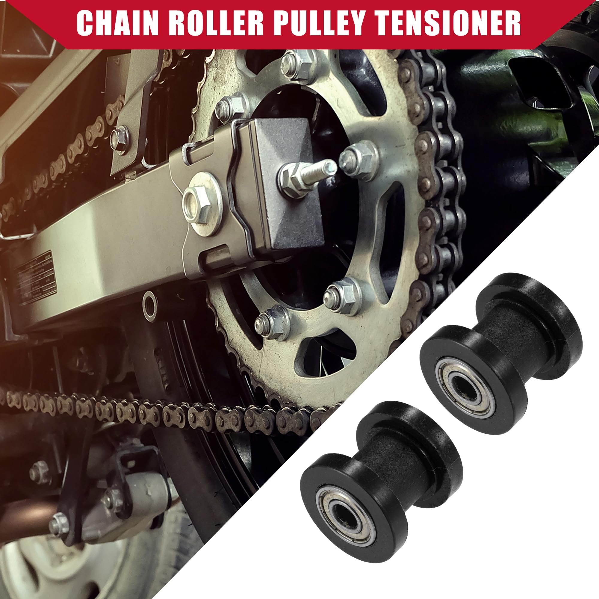 Tendeur De Chaîne À Galet Pour Moto/Quad 8 Mm Lot De 2 Noir | Plastique/Métal, M8x1.25, Pour KLX110, XR125, SSRC, RF50, Pit Bike, Karts, Quads 125-160cc