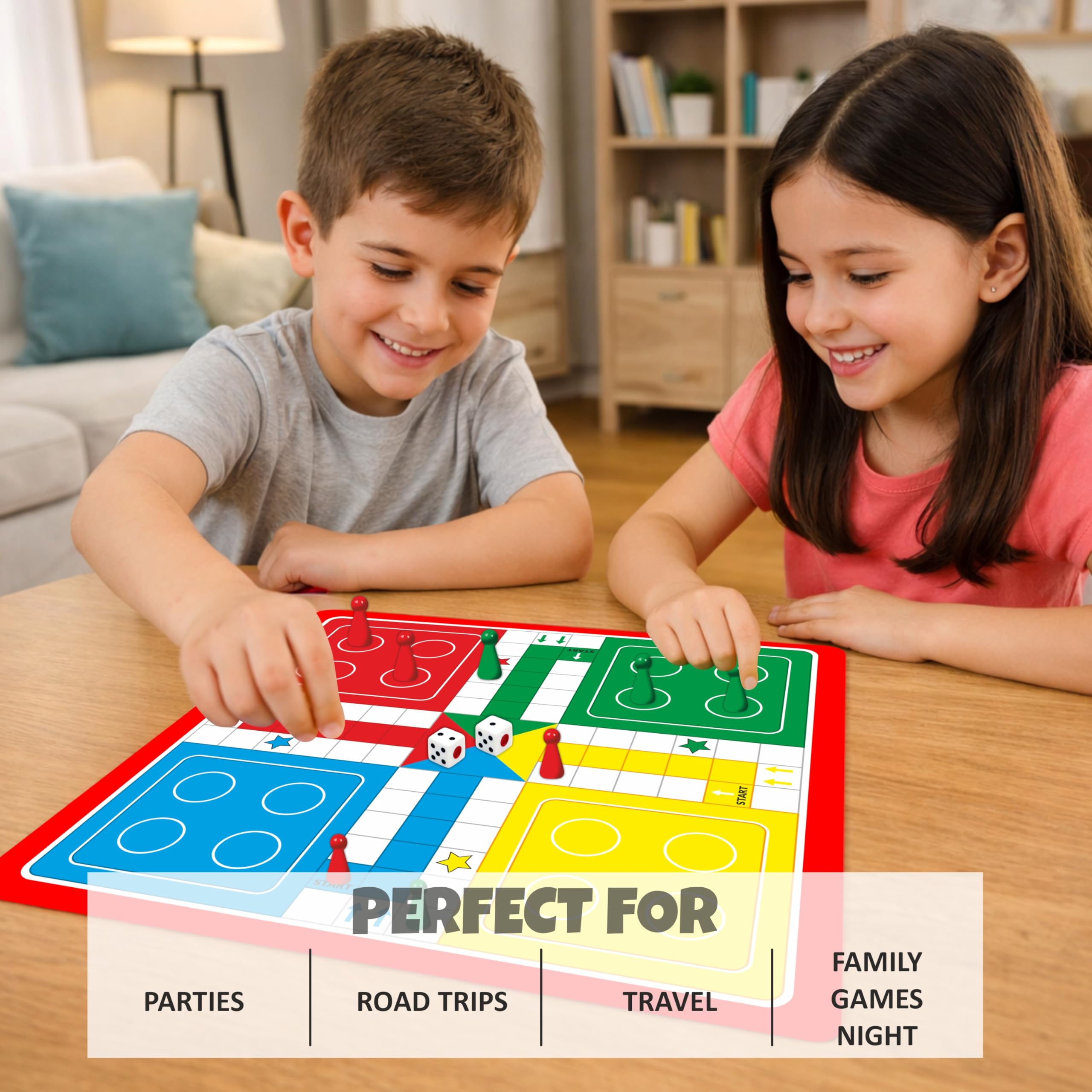 ToyAffair 2 in 1 Ludo with Snakes and Ladders Board Game Double Sided (38 x 38 cm) Family Board Game for Kids and Adults Age 6+ 2-4 Players Classic Indoor Strategy and Party Game 2