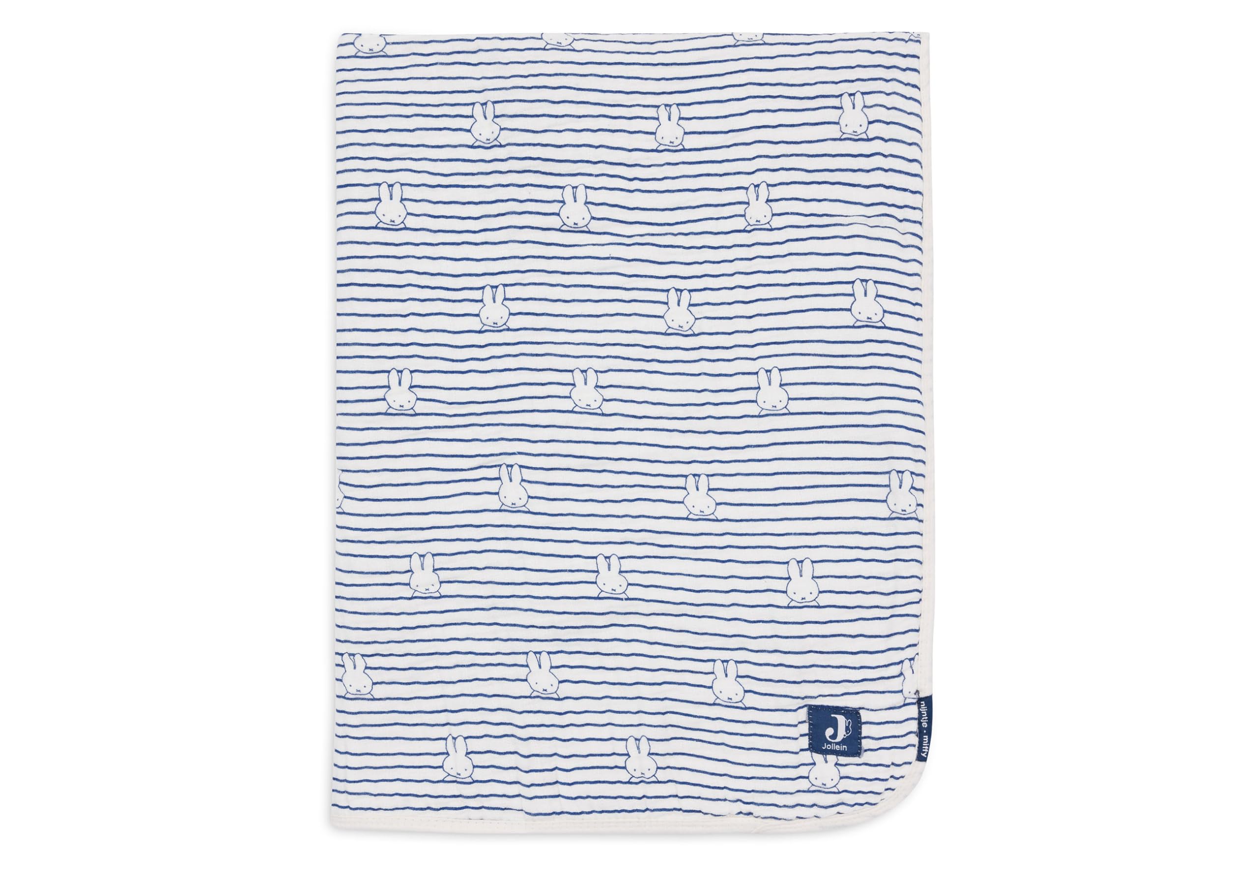 Miffy Stripe Navy Baby Blanket, 75 X 100 Cm, 100% Cotton, For Baby Cot, Muslin Blanket, 0.5 Tog, Oeko-Tex Certified Jollein