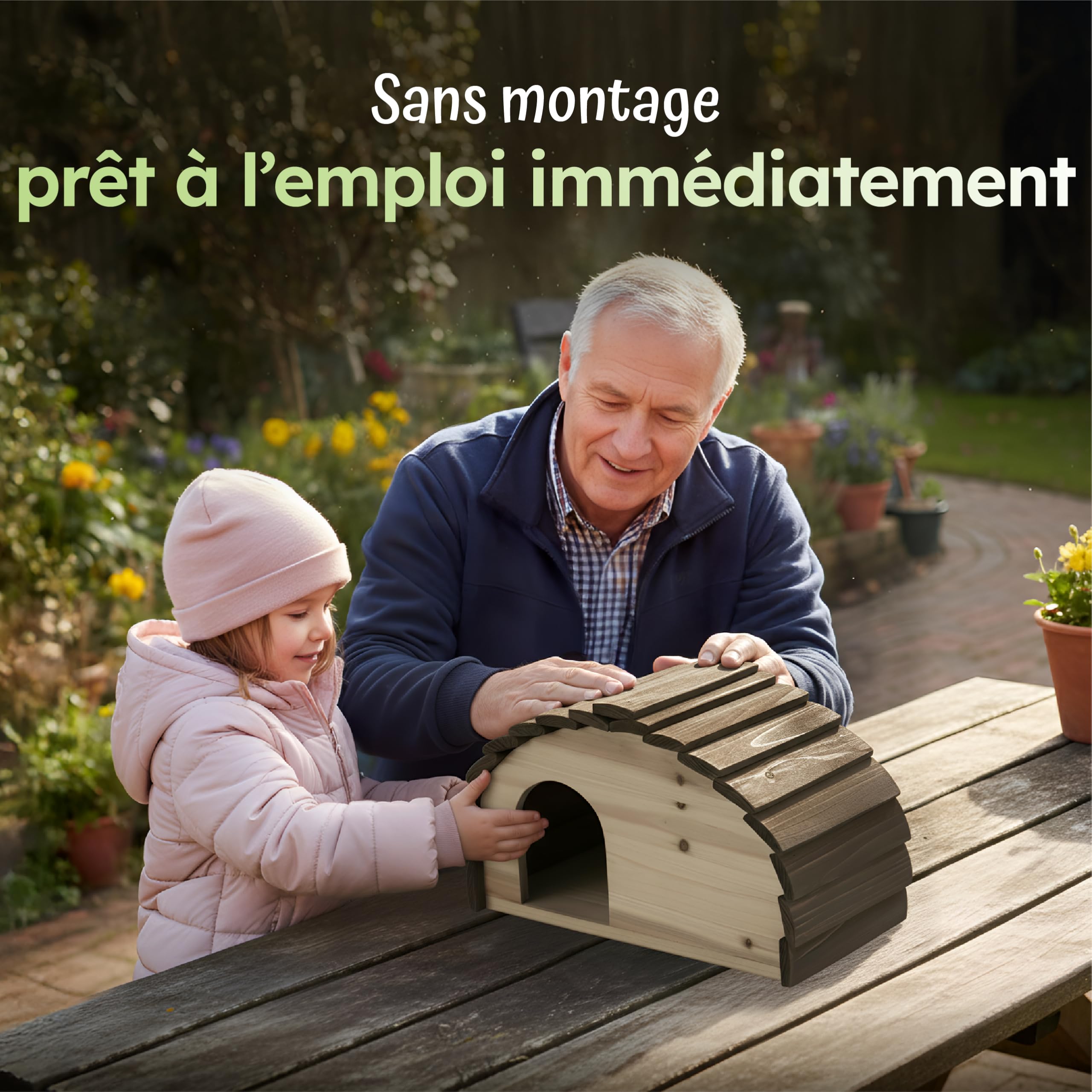 Moorland Abris pour Hérissons en Bois FSC 35×21 cm – Cabane pour Herisson Extérieur avec Toit à Lattes de Bois – Maison Herisson Extérieur Prêt à l’Emploi, Étanche & Compact – Modèle IH3