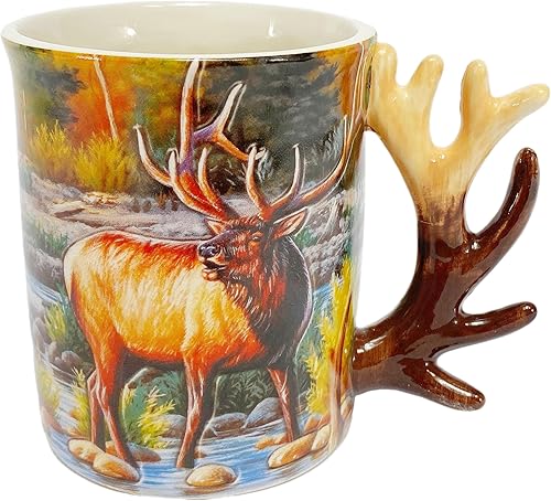 Rivers Edge Products 3D Ceramic Coffee Mug with Handle, 15 Ounces, Espresso Cups and Coffee Cups Ceramic, Perfect for Coffee, Expresso, Latte, or Tea