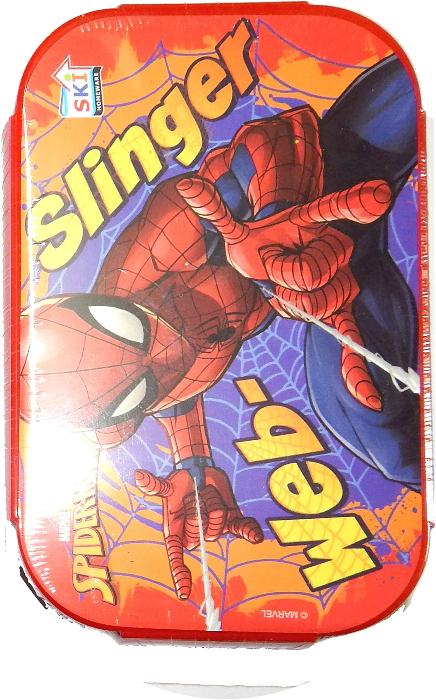 ThemeHouseParty® Spiderman Cartoon print Tacos inner steel INSULATED LUNCH BOX designer Tiffin Box for school going children, boys, girls, return gift, birthday gifts size 15 x 10 x 6 cms perfect for moderate qty stuff inner dabbi 100 ml with steel spoon