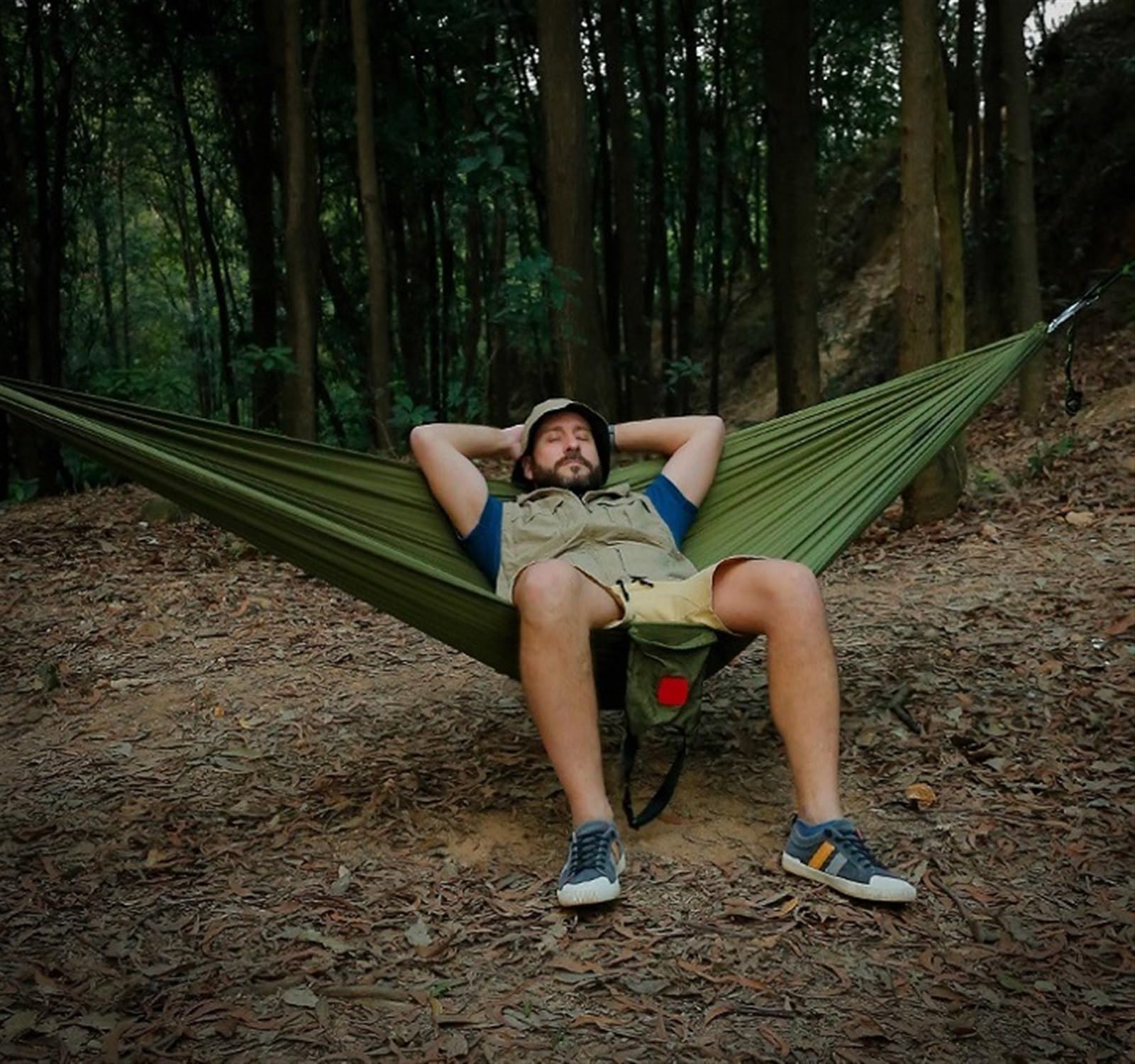 Hamac de Jardin en Toile, Hamac 2 Places avec Sangles d'arbre, Nylon Parachute, 270 x 140 cm