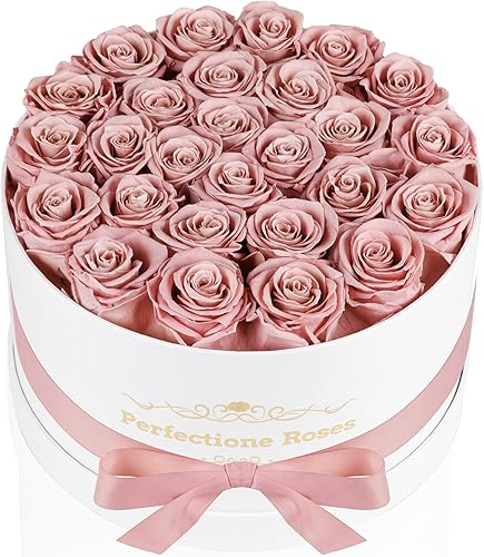 Perfectione Roses Forever - Rosas reales en una caja, rosa preservada que dura hasta 3 años, flores para entrega, regalos de primer cumpleaños, día