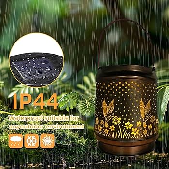2 Pack Solar Lanterns Outdoor Waterproof Hummingbird Garden Decor Birthday Gifts For Women Mom Grandma Hanging Solar Lights Metal Solar Decoration Outside For Yard, Patio, Backyard, Porch