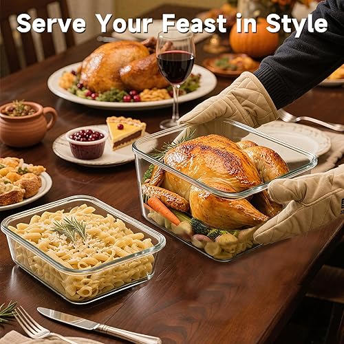 Miniatura 6 de KOMUEE Contenedores de vidrio extra grandes de almacenamiento de alimentos de 220 onzas y 76.4 onzas con tapas herméticas, juego de 2 recipientes de