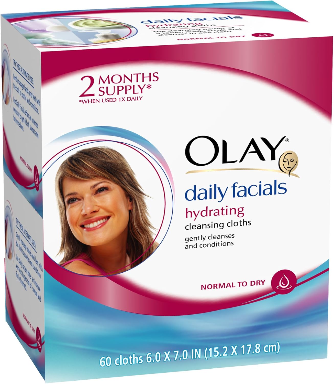 Olay Daily Facials Cleansing Cloths Refill Pack, Normal/Dry Skin, 60Count Amazon.ca Beauty
