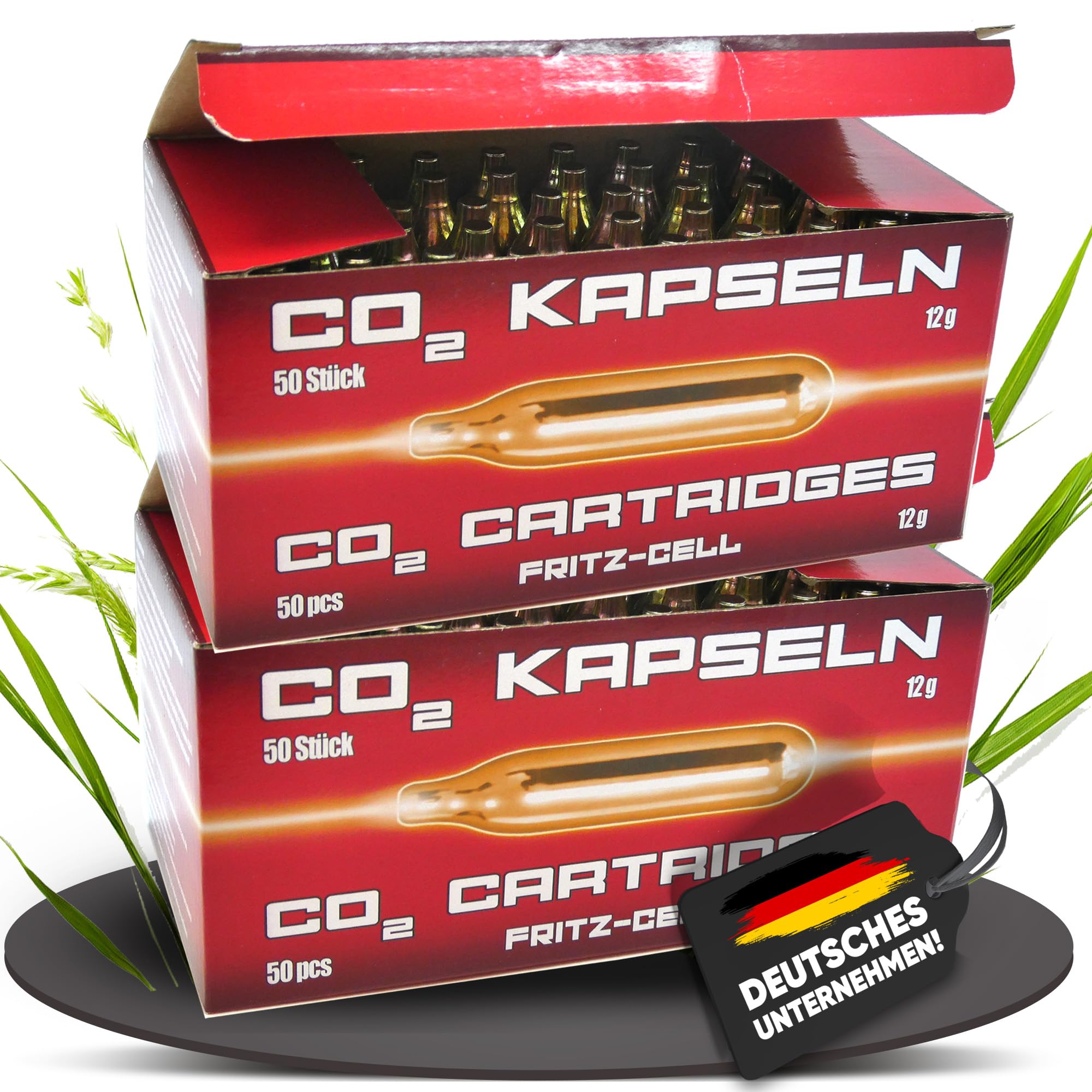 Fritz-Cell CO₂-Kapseln 12g – 100 Stück – für Airsoft, Softair und Luftgewehre – sauber versiegelt, konstante Leistung, rückstandsfrei, korrosionsgeschützt, 12g-System kompatibel