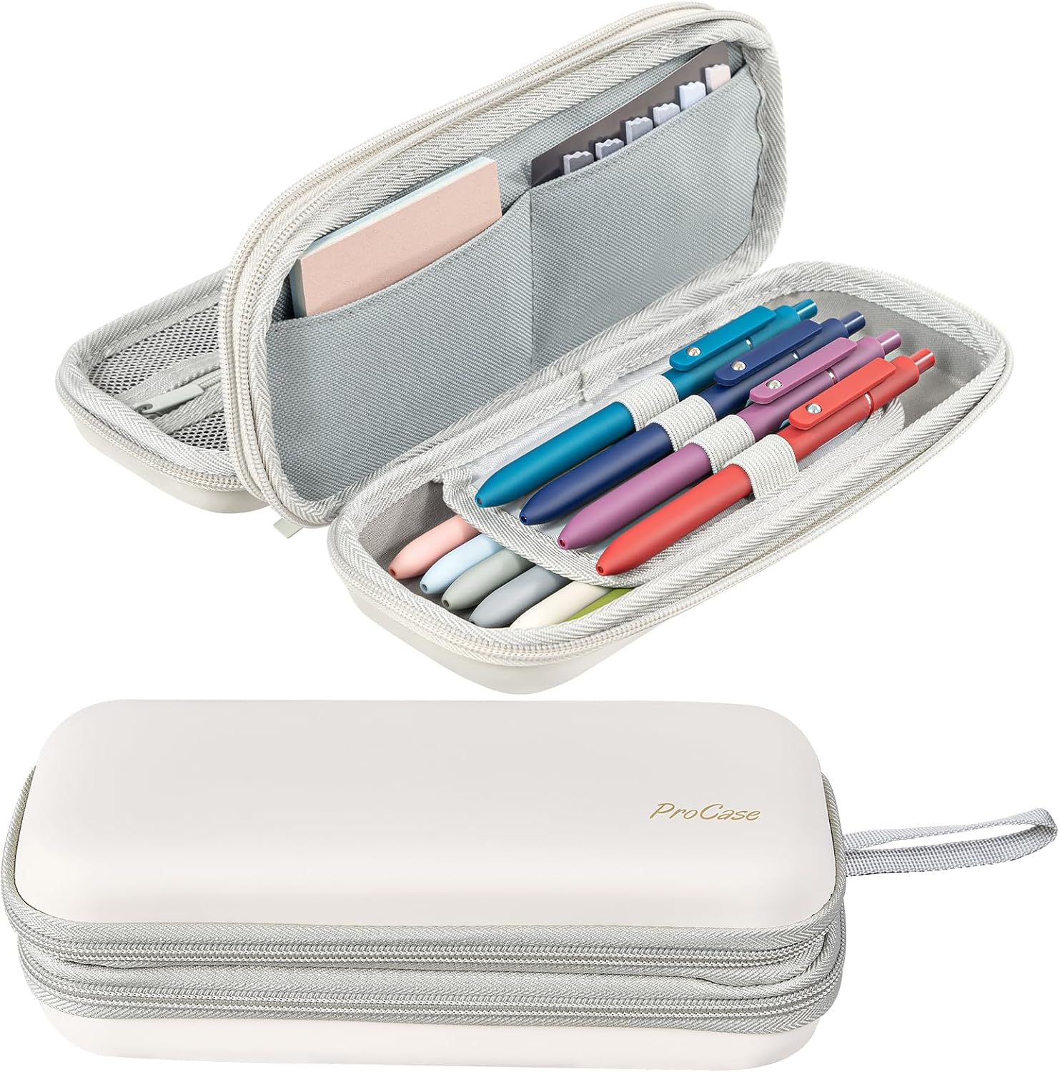 ProCase 2-Layer Hard Pencil Case, Large Capacity Storage Pouch, Sagegreen