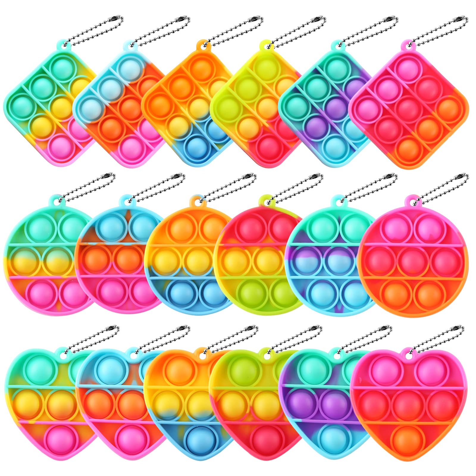 Buy 18 Pcs Mini Pop Keychain Fidget Toys, Push Bubble Pop Fidget Toy Pack, Squeeze Rainbow