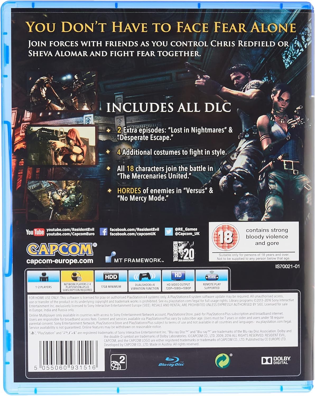 Resident Evil 5 (Inc. All DLC) PS4 - PlayStation 4