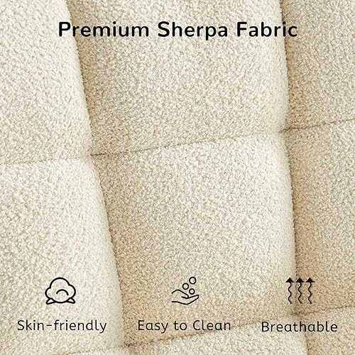 Miniatura 6 de Furniliving Mecedora, mecedora de piel sintética, almohadillas acolchadas antideslizantes para guardería con cómodos reposabrazos, silla de lectura