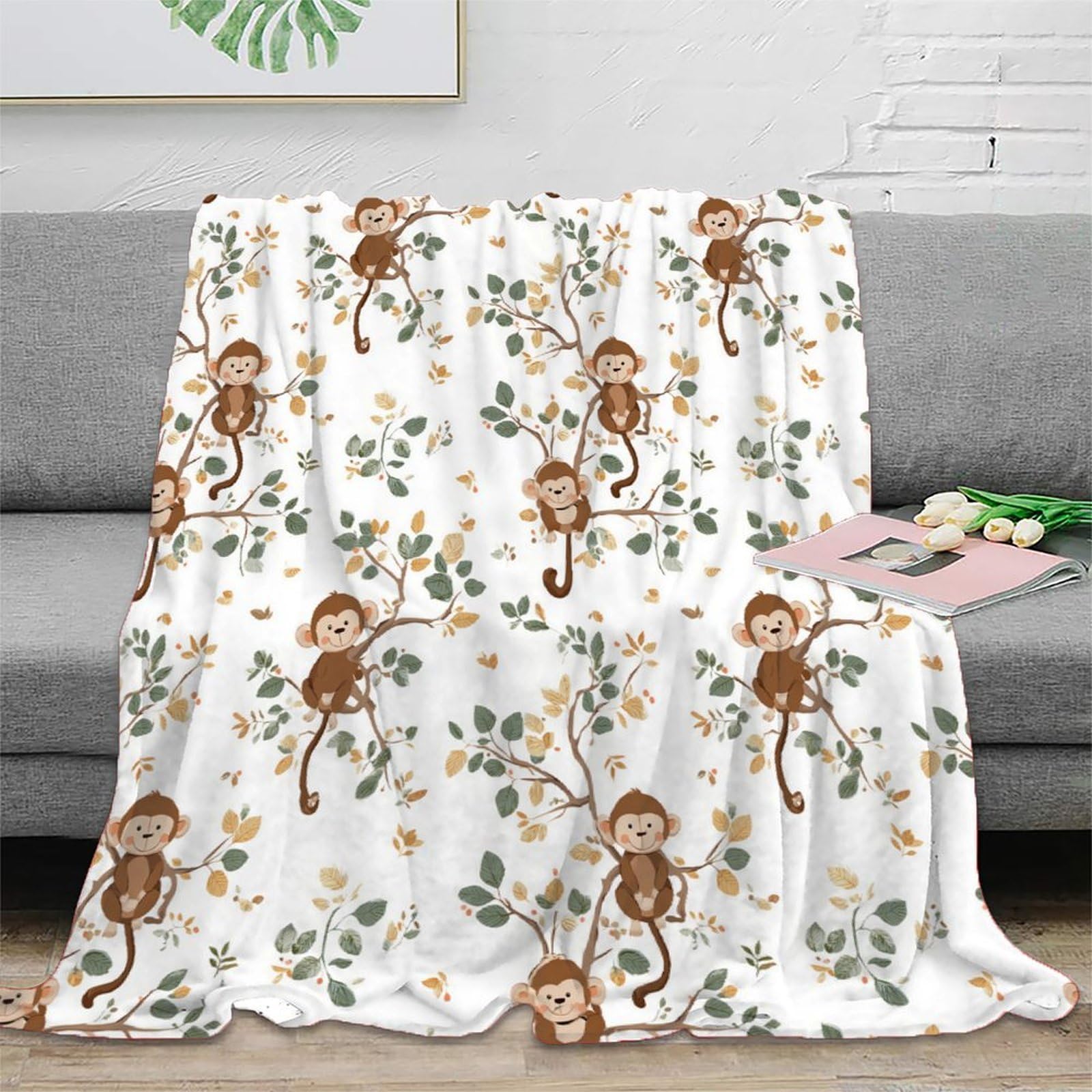 Couverture singe 3D pour literie toutes saisons famille