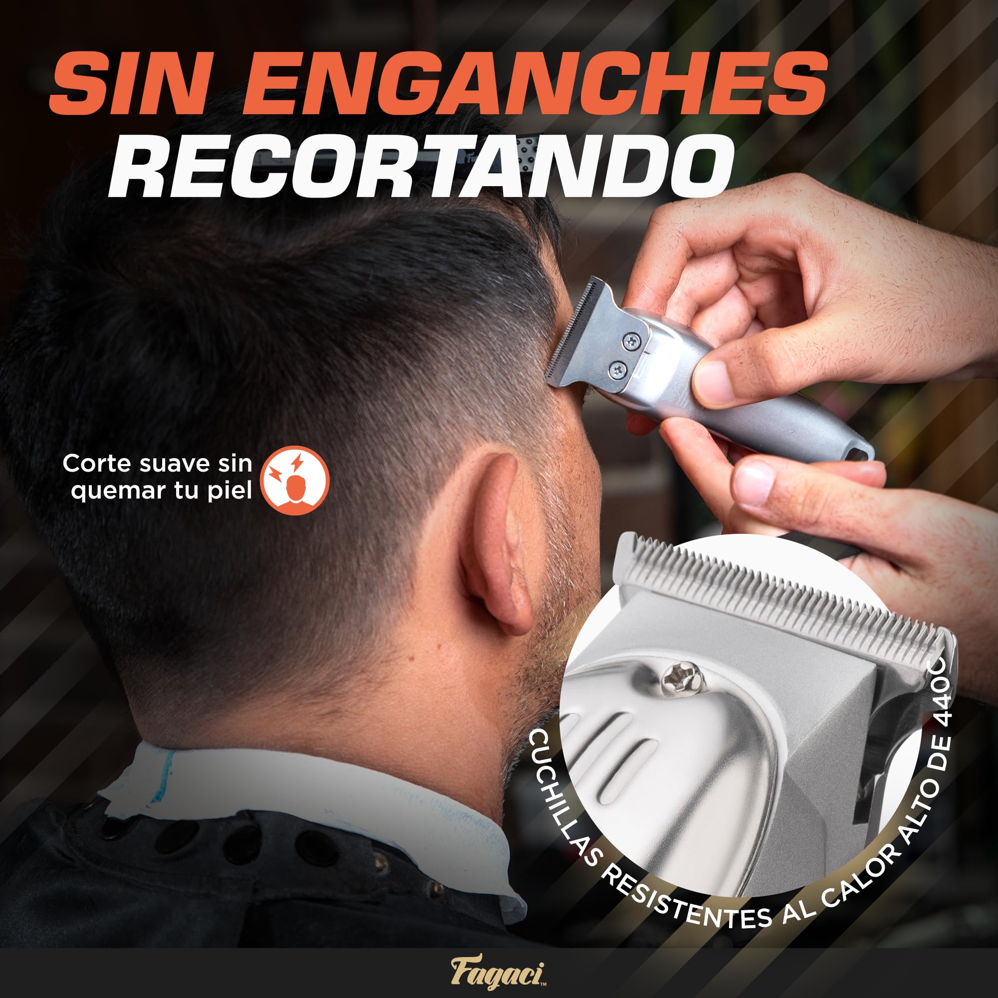 Fagaci Recortadora de Barba Hombre Profesional, Cuchilla en T Detallada | Recortadora de cuchilla en T con cuchillas afiladas, Detallado fino y líneas precisas, Incluye cable de carga y guías