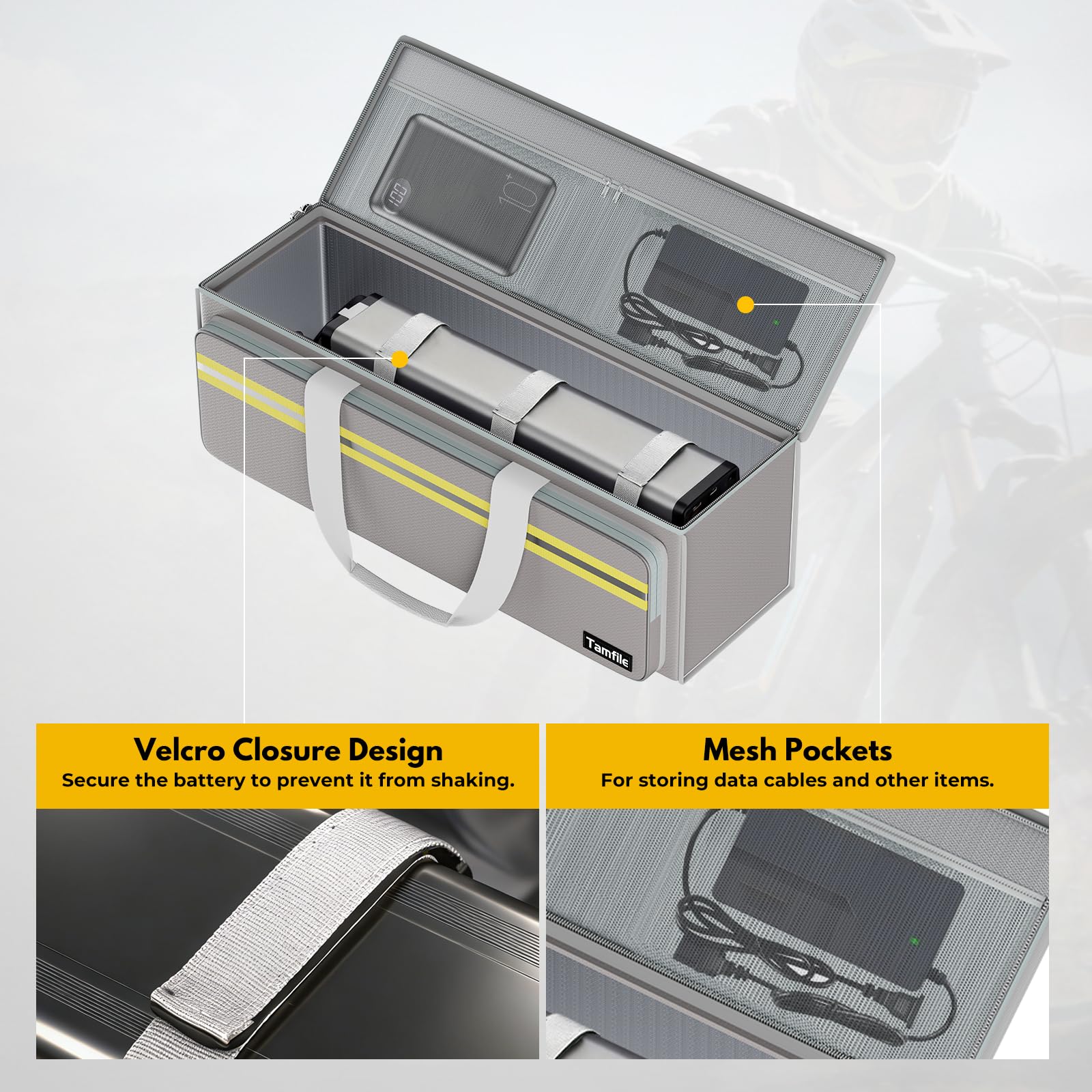 Tamfile Ebike - Custodia per batteria a 8 strati, protezione antincendio, impermeabile, anti-esplosione, protezione da Lipo, per stoccaggio, trasporto, carico
