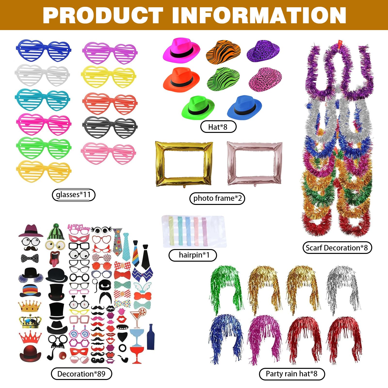 146 pièces Accessoires de décoration pour boîte photo de fête, Accessoires de décoration pour boîte photo de fête, Accessoires pour cabine photo - Accessoires de fête pour mariage, Halloween, Noël