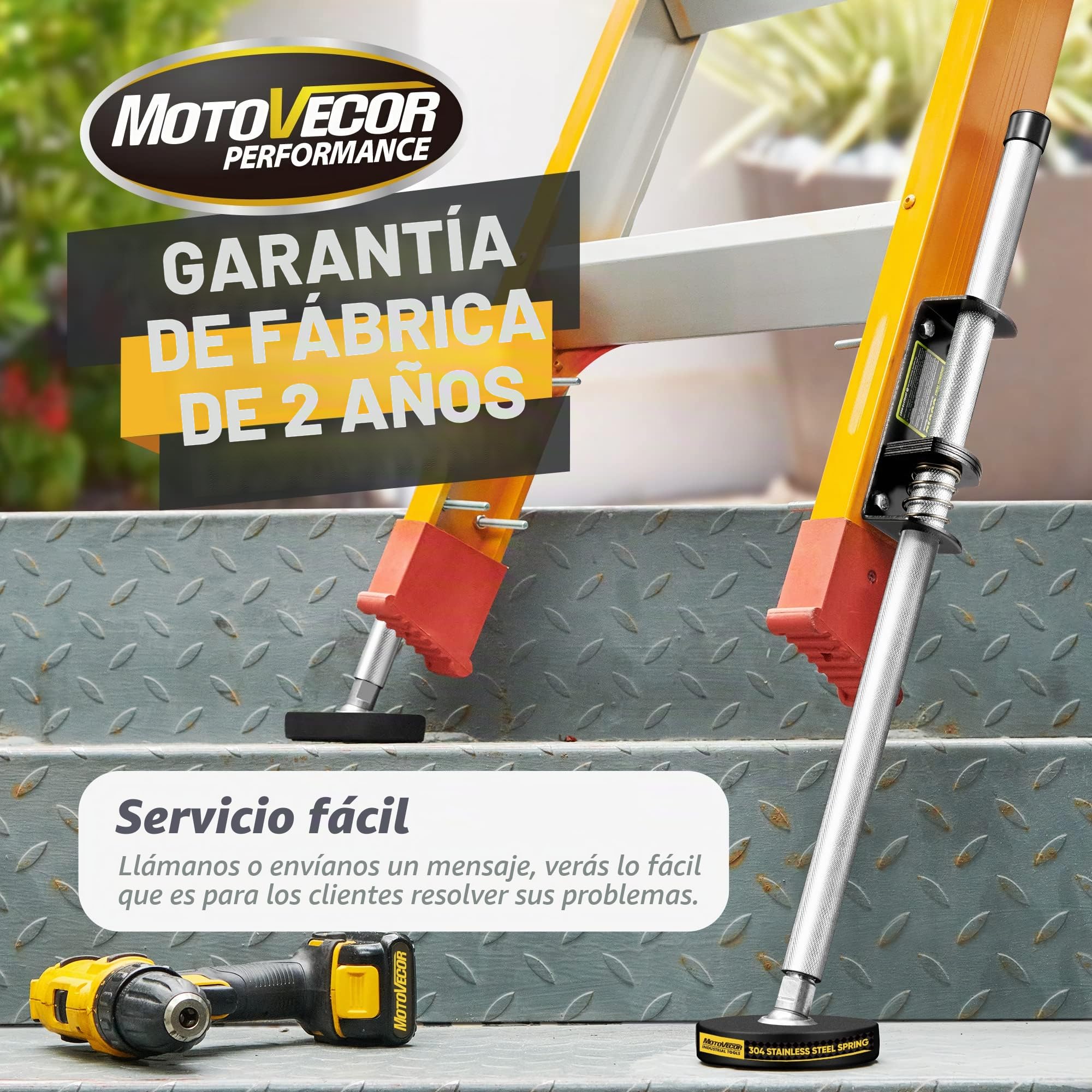Bravex Par de niveladores de escalera ajustables con patas de goma antideslizantes grabadas, poste de acero antideslizante, estabilizador de escalera de extensión, niveladores de pies, accesorios