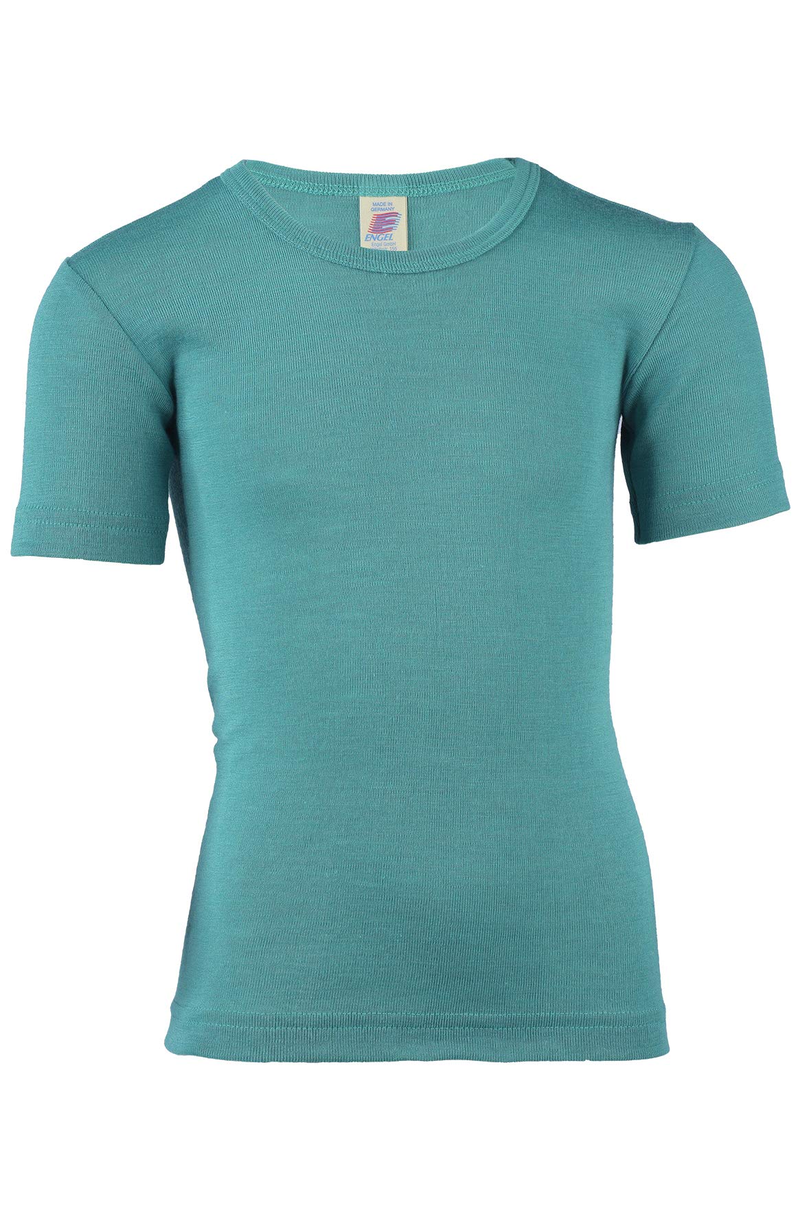 Engel Natur, Childrens Undershirt T-Shirt, 70% Organic Wool, 30% Silk (3-4 Years - EU 104, Kingfisher)