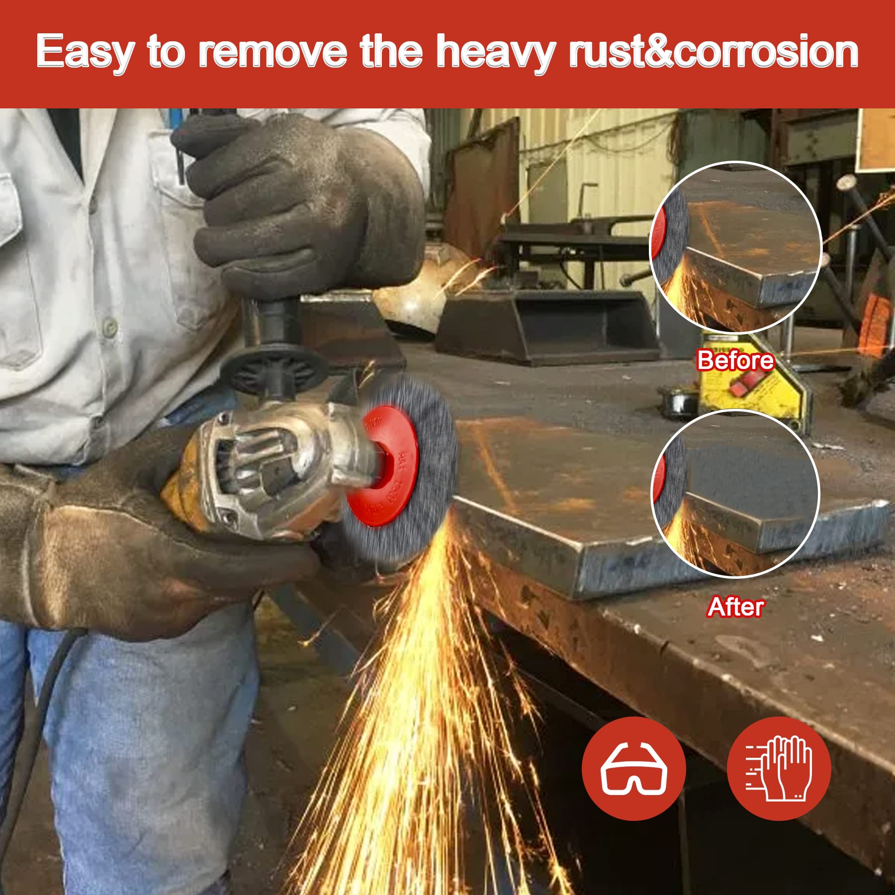 VBESTLIFE Brosse à Roue Métallique Lot De 5 Brosses à Fil Grossier En Acier Inoxydable Pour Kits