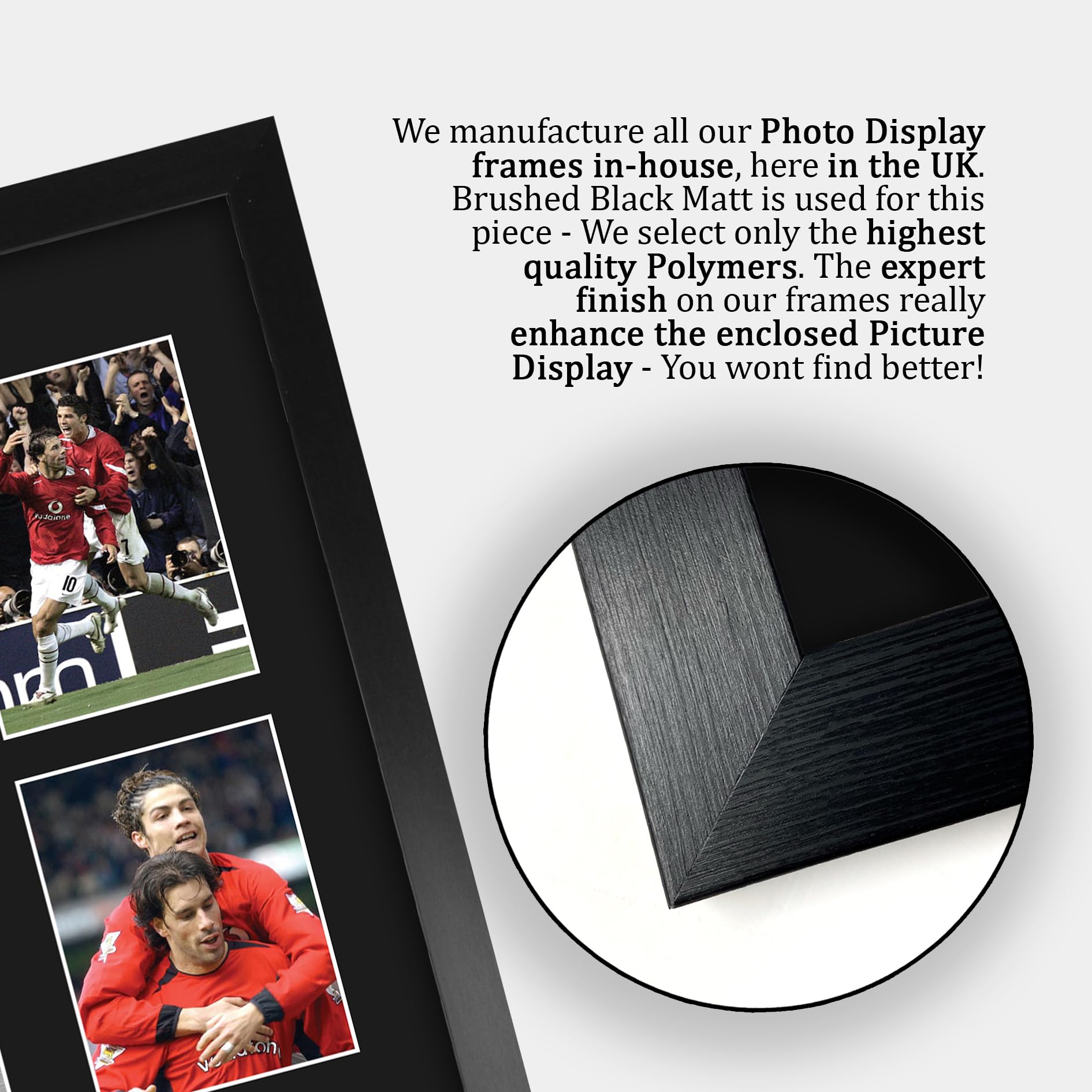 HWC Trading FR A3 Cristiano Ronaldo & Ruud van Nistelrooy Gedruckte Memorabilien Signiertes Autogramm Fotodisplay für Fußball Anhänger und Fans - A3 Gerahmt