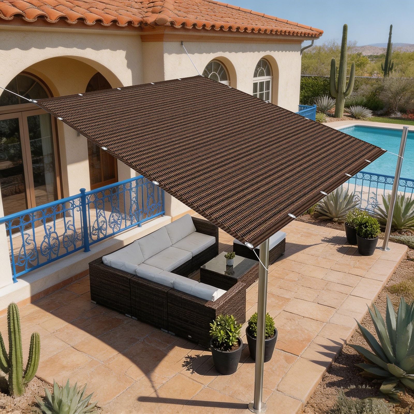 Voile d'ombrage protection UV 95% contre la chaleur sur le balcon