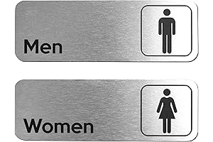 Men and Women Restroom Sign | Modern Brushed Aluminum Set (2 Signs)