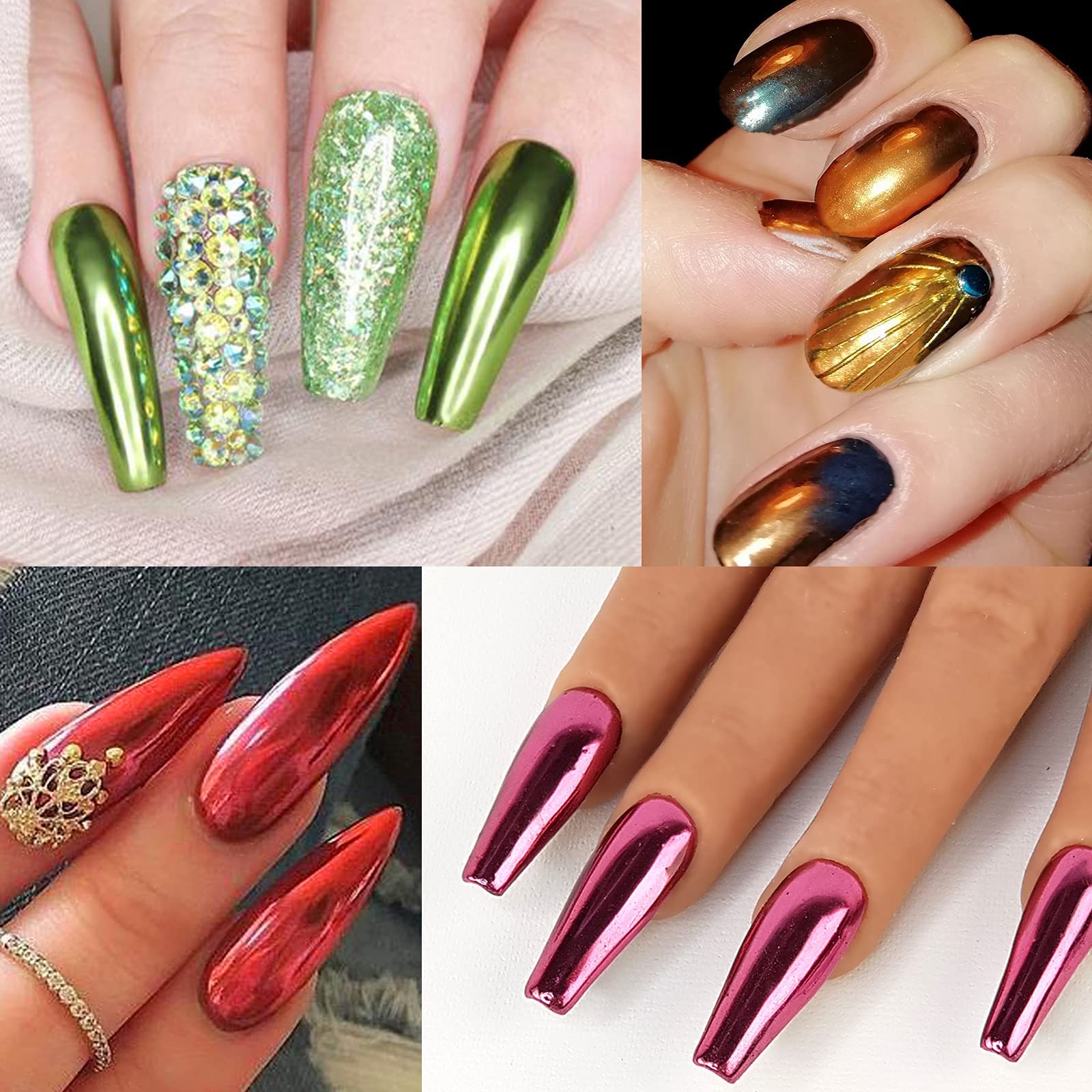 LEDSUUEIUpgrade Rose Gold Chrome Nail PowderSuper Mirror Effect Metallic Nail Art Pigment Powder Set - Image 4