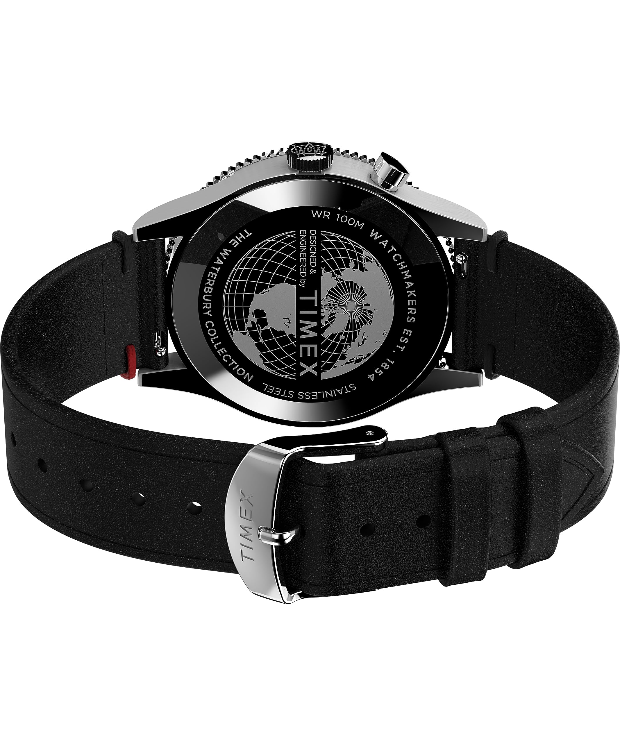 Timex Waterbury Herren-Armbanduhr, 39 mm, schwarzes, zweiteiliges Lederarmband mit Schnellverschluss
